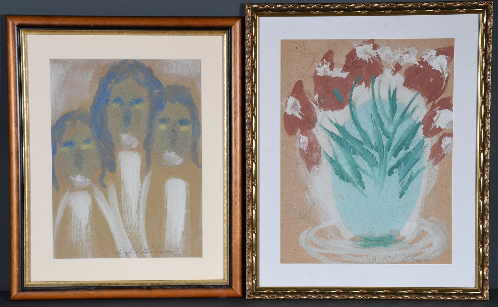 Sybil Gibson. Sisters & Flowers Pair of Works. (1 of 1)