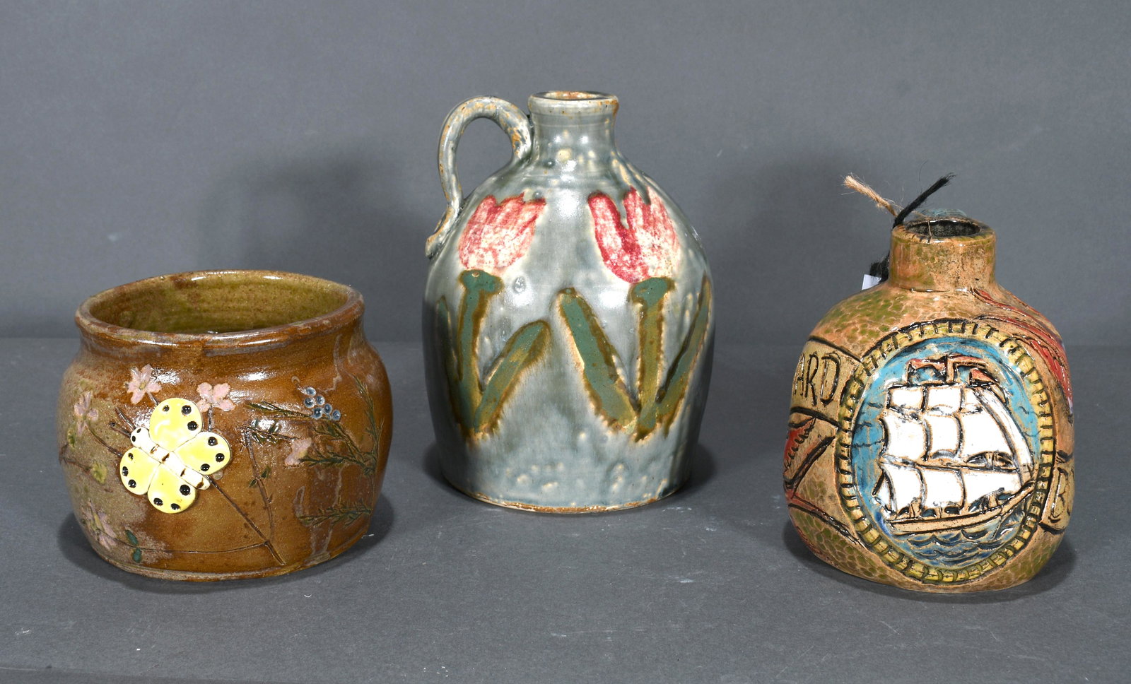 Touchstone & Dale Breezy Ellis. Jugs & Pot.: Touchstone and Dale Breezy Ellis. Two Jugs And A Pot. Signed. Excellent condition. 6"h average. Proceeds to benefit The Paradise Garden Foundation. Est. $50-100. Ship: $65