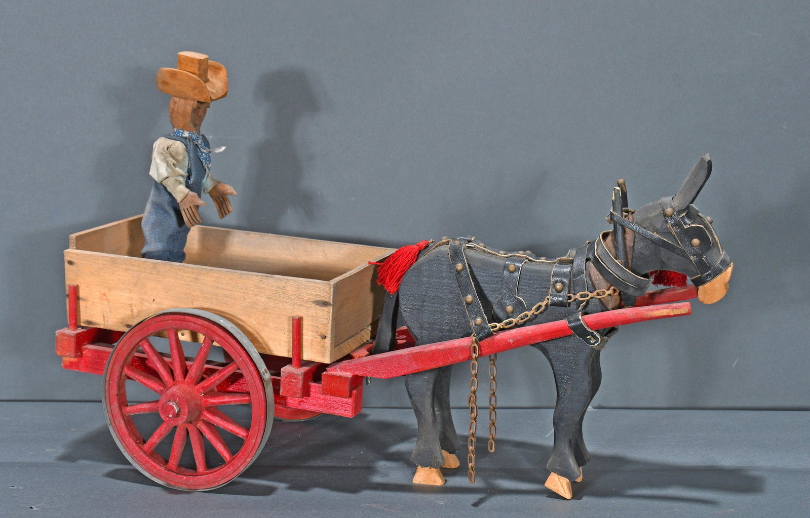 Willard Watson. Mule and Cart.: Willard Watson. Mule and Cart. (Doc Watson's Brother). Not signed. Carved and painted wood with mixed media. Great condition. 20" x 13" x 8". Est. $200-300. Ship: $85