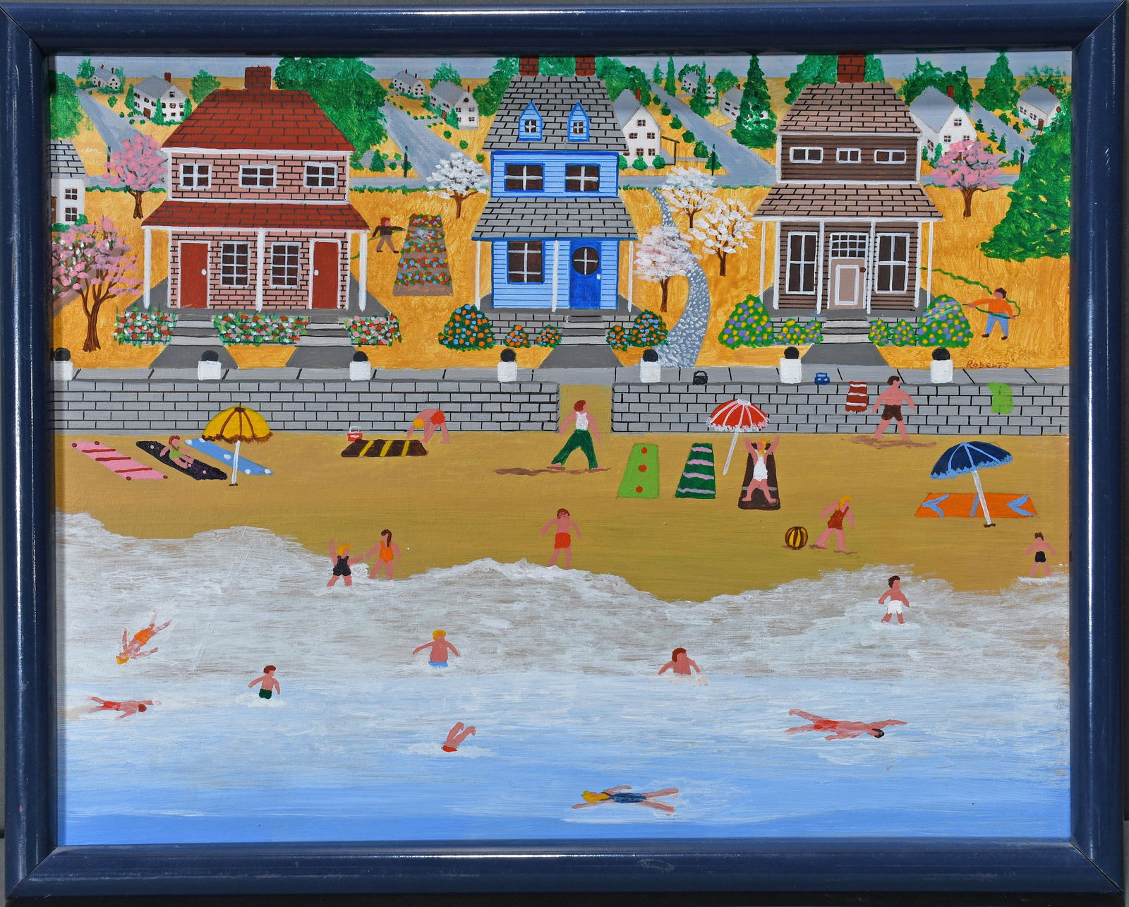 Roberts. Time For A Cool Dip.: Roberts. Time For A Cool Dip. Signed and titled. Paint on Masonite. Excellent condition. 15"w x 12"h. Est. $100-200. Ship: $35