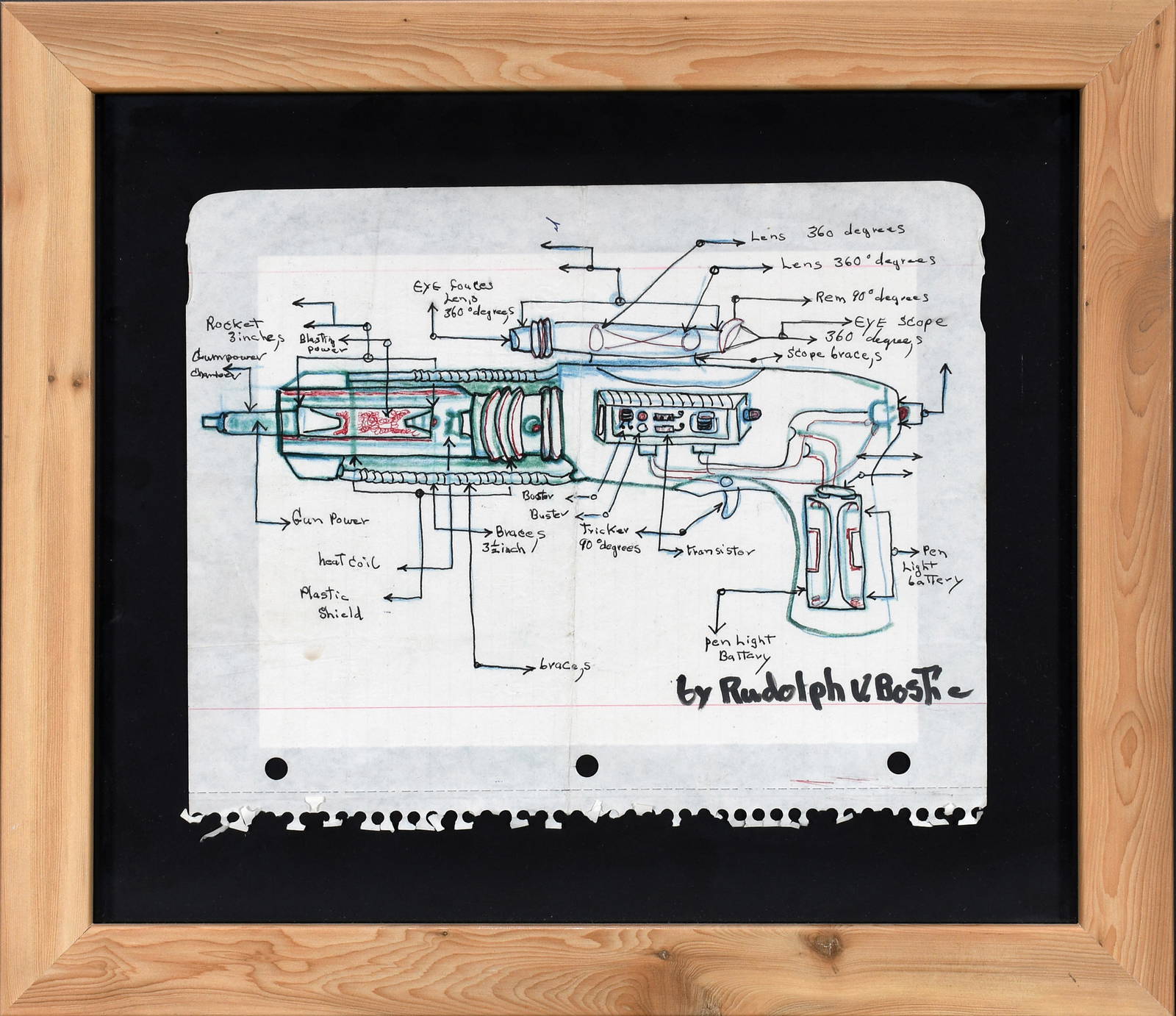 Rudy Bostic. Futuristic Gun Diagram. Auction