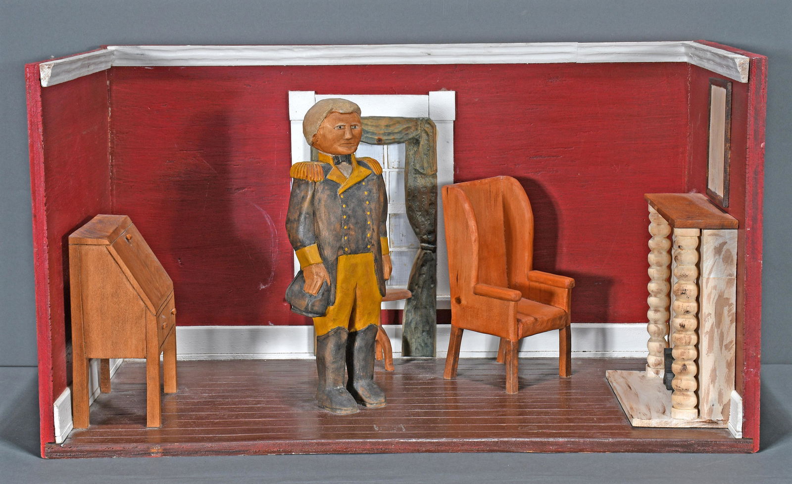 Roy Pace. A Jackson Diorama.: Roy Pace. A Jackson Diorama. Carved and painted wood 3D diorama. Excellent condition. 22" x 11" x 12". Est. $100-200. Ship: $85