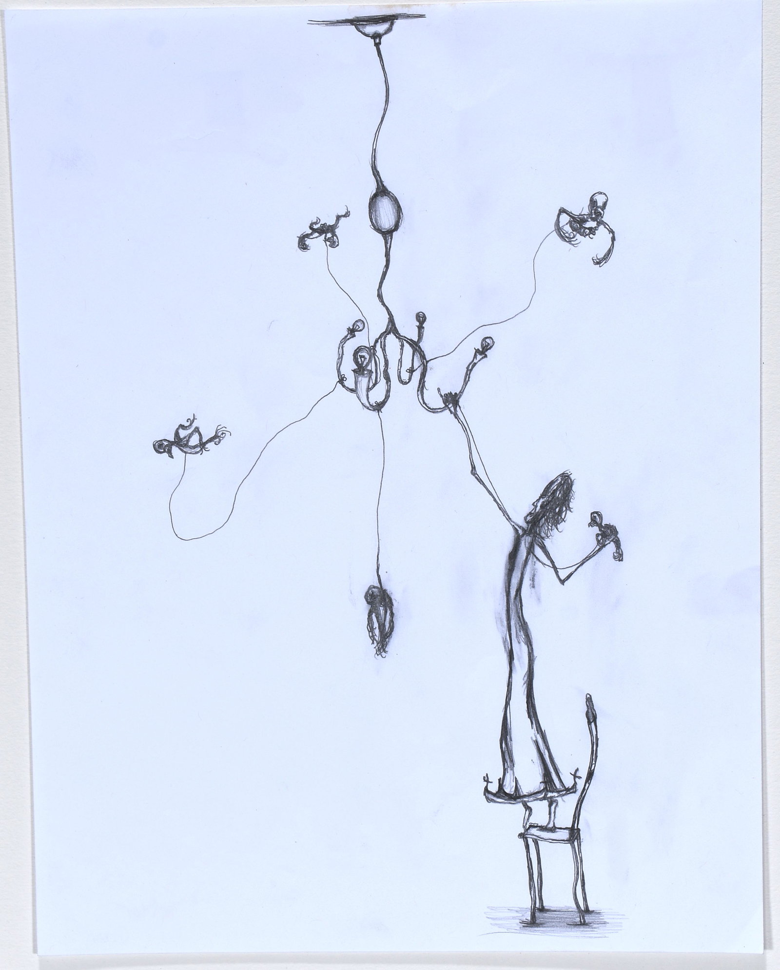Brent Green. Paulina Stringing Birds Sketch.: Brent Green. Paulina Stringing Birds To Chandelier Sketch. Signed. Graphite on paper. Excellent condition. 8.5"w x 11"h. Est. $50-100. Ship: $35