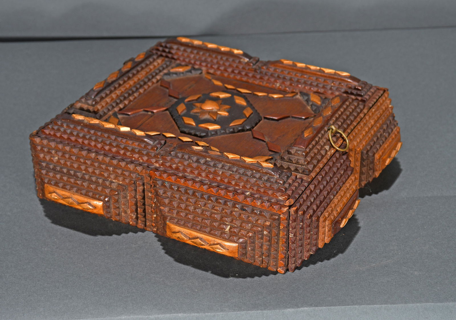 Tramp Art Box with Heart & Star Lid. (1 of 4)