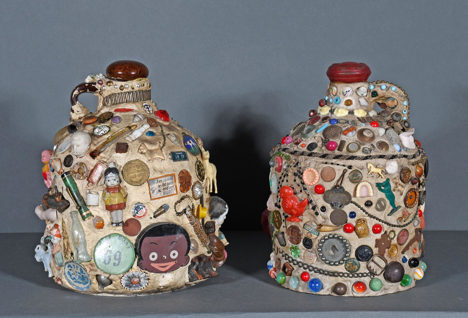 Pair of Memory Jugs With Tops. (1 of 2)