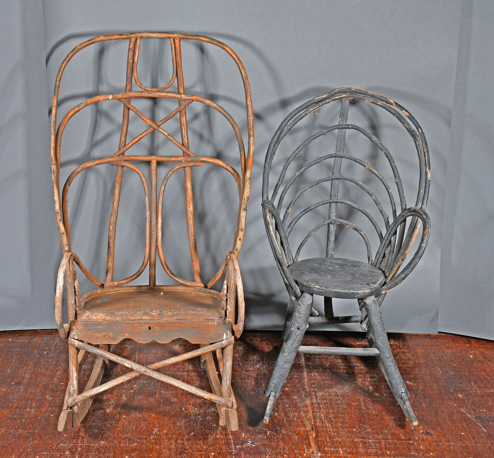 Pair of Primitive Twig Chairs. (1 of 5)