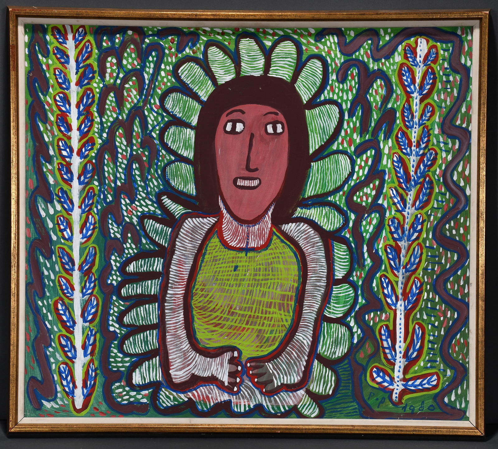 Prospere Pierre Louis. Erzulie Freda.: Prospere Pierre Louis. Erzulie Freda. 1980. Signed and dated. Oil on Masonite. Minor wear otherwise great condition. 28" x 25". Provenance: The Phyllis Kind Collection. Est. $300-500. Ship: $55