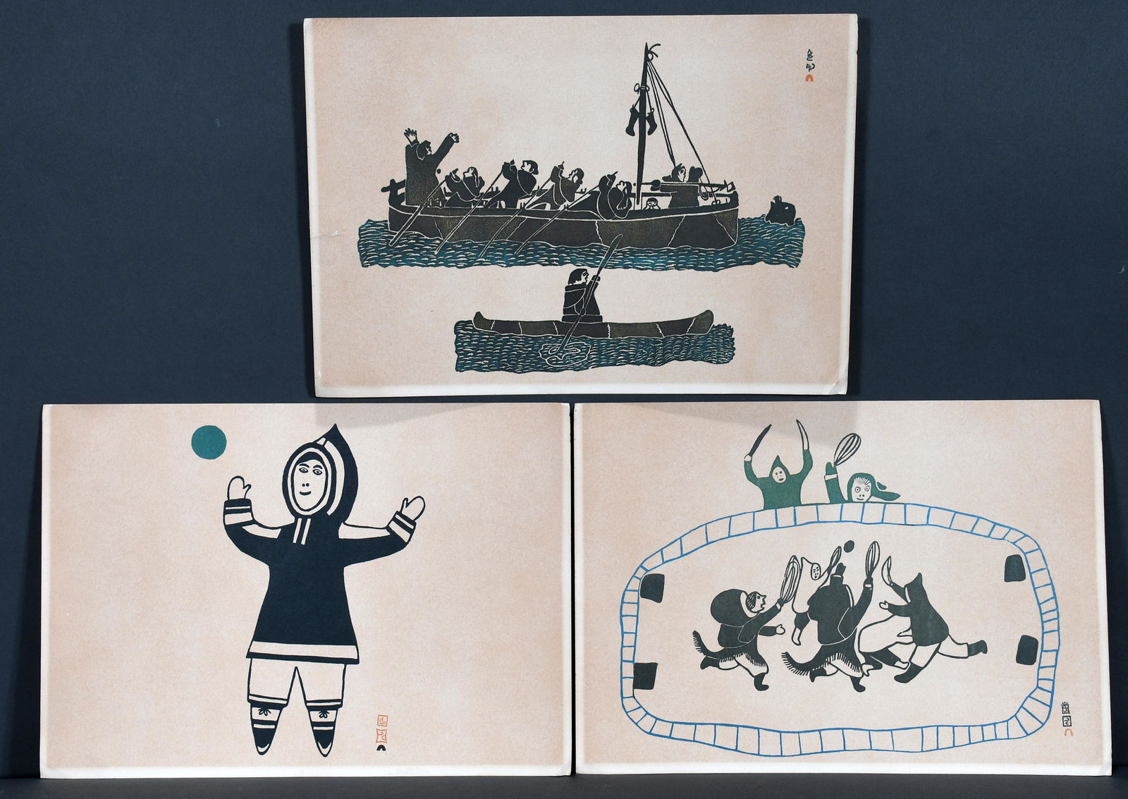 Inuit Artist. Three Colored Prints. (1 of 4)