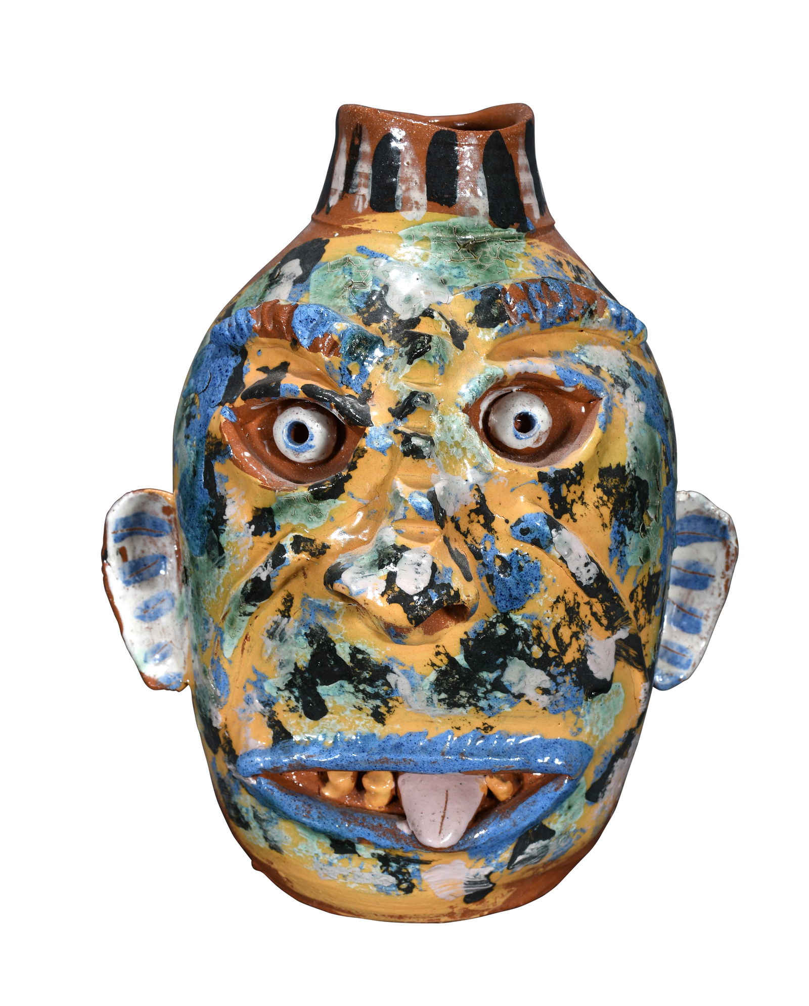 Carl Block. Sponge Glazed Face Jug. (1 of 5)