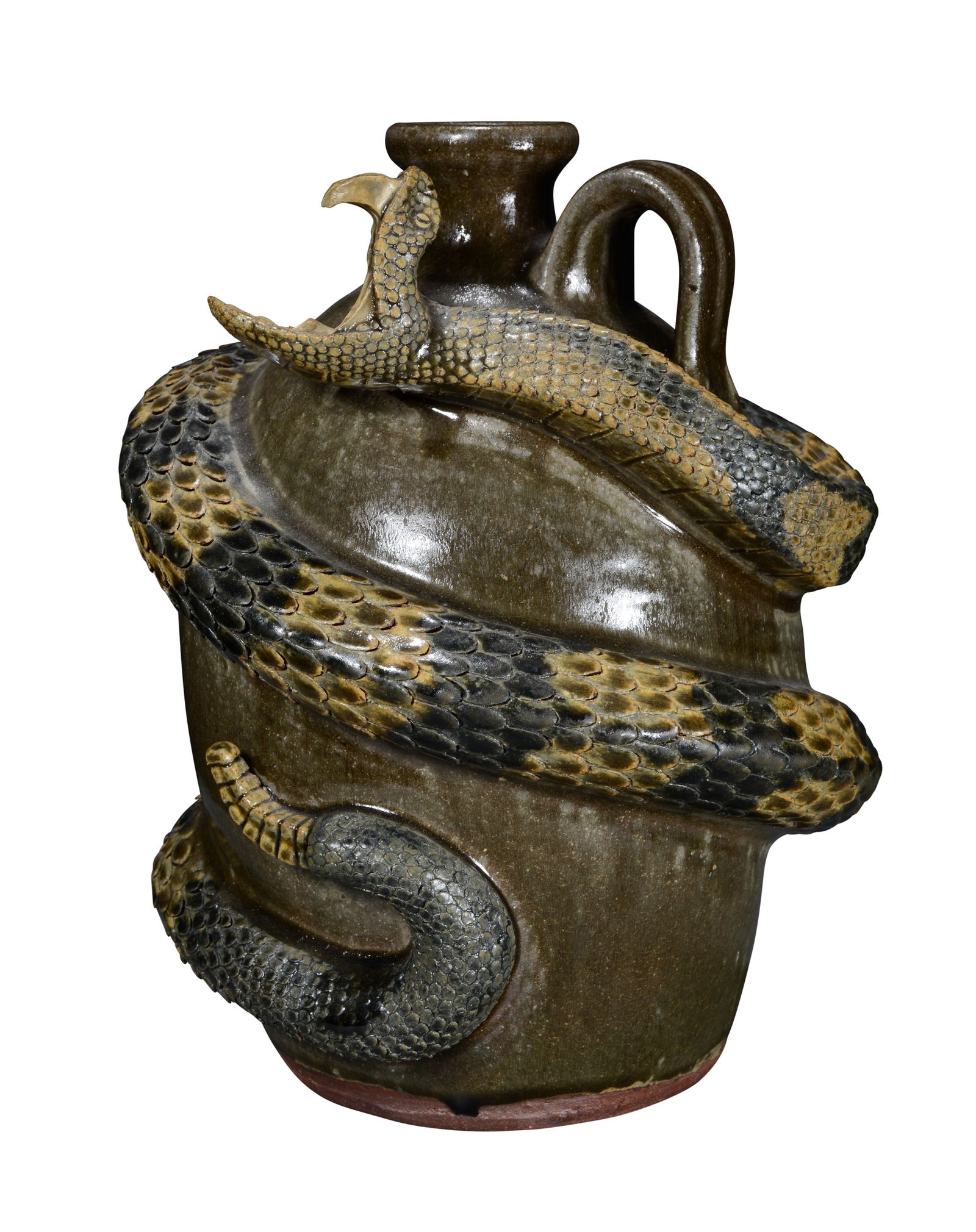 Michael & Melvin Crocker. Half-Gallon Open Mouth Rattlesnake Jug. (1 of 7)