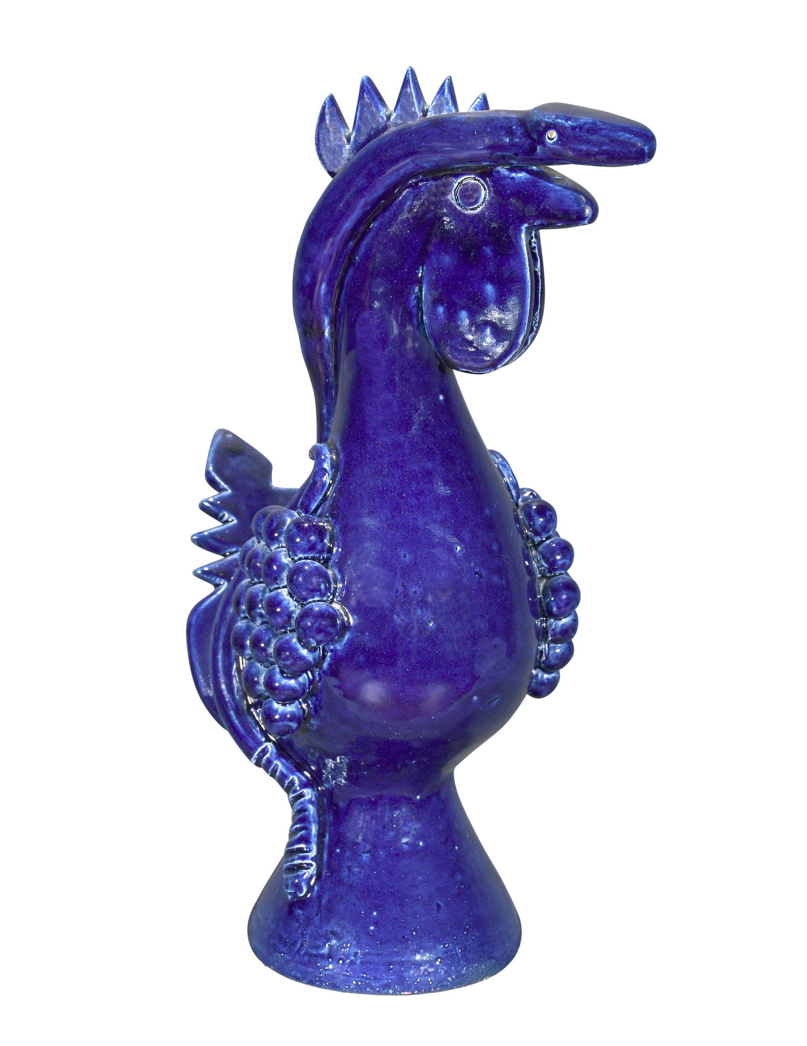 Edwin Meaders. Large Cobalt Rooster with Snake & Grapes. (1 of 6)
