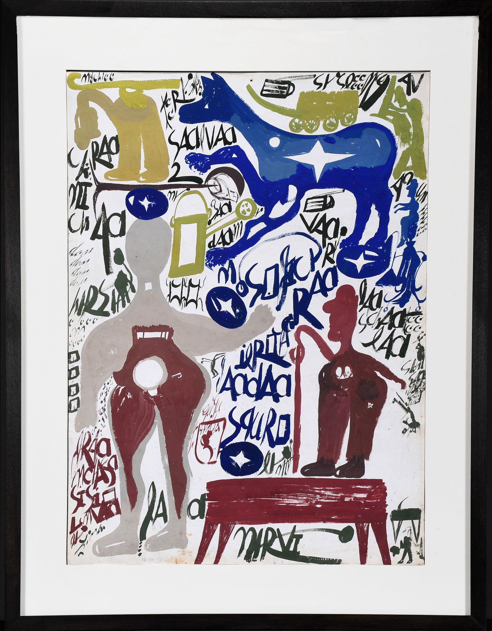 Carlo Zinelli. Double-Sided Blue Horse & Multi-Figures. (1 of 15)