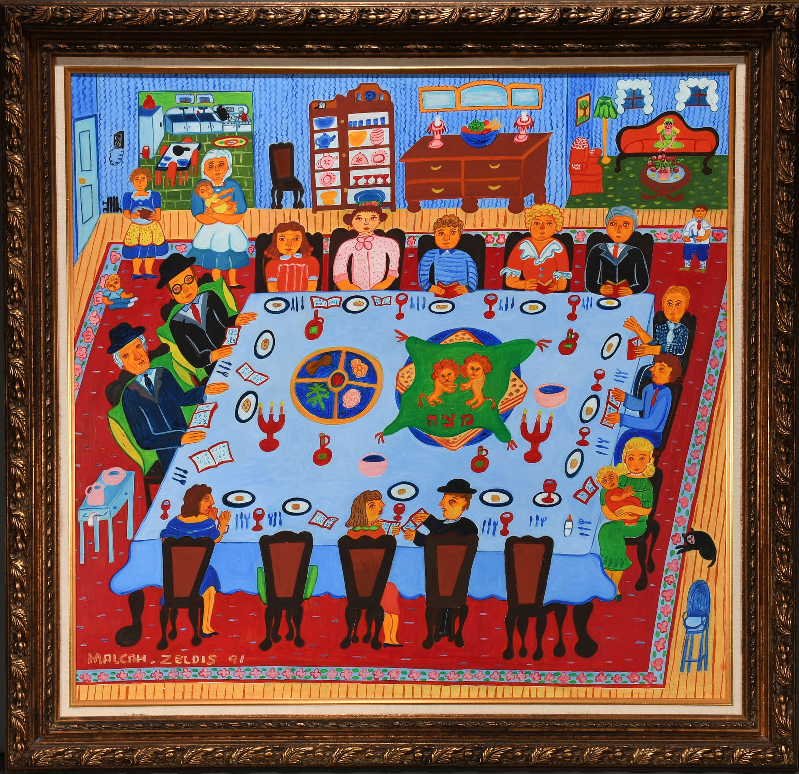 Malcah Zeldis. Passover Seder. (1 of 7)