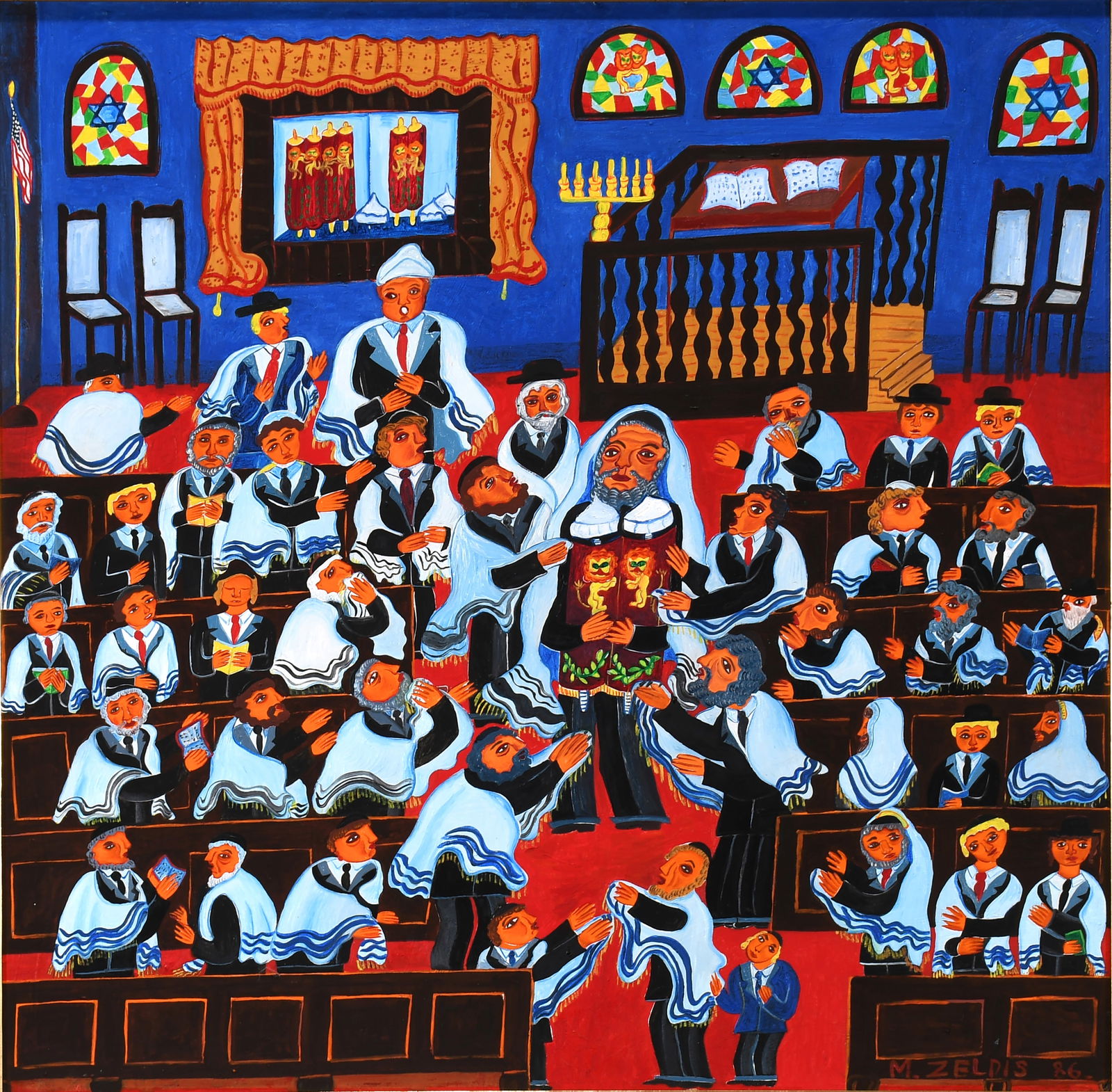 Malcah Zeldis. Kissing The Torah As It Passes. (1 of 8)