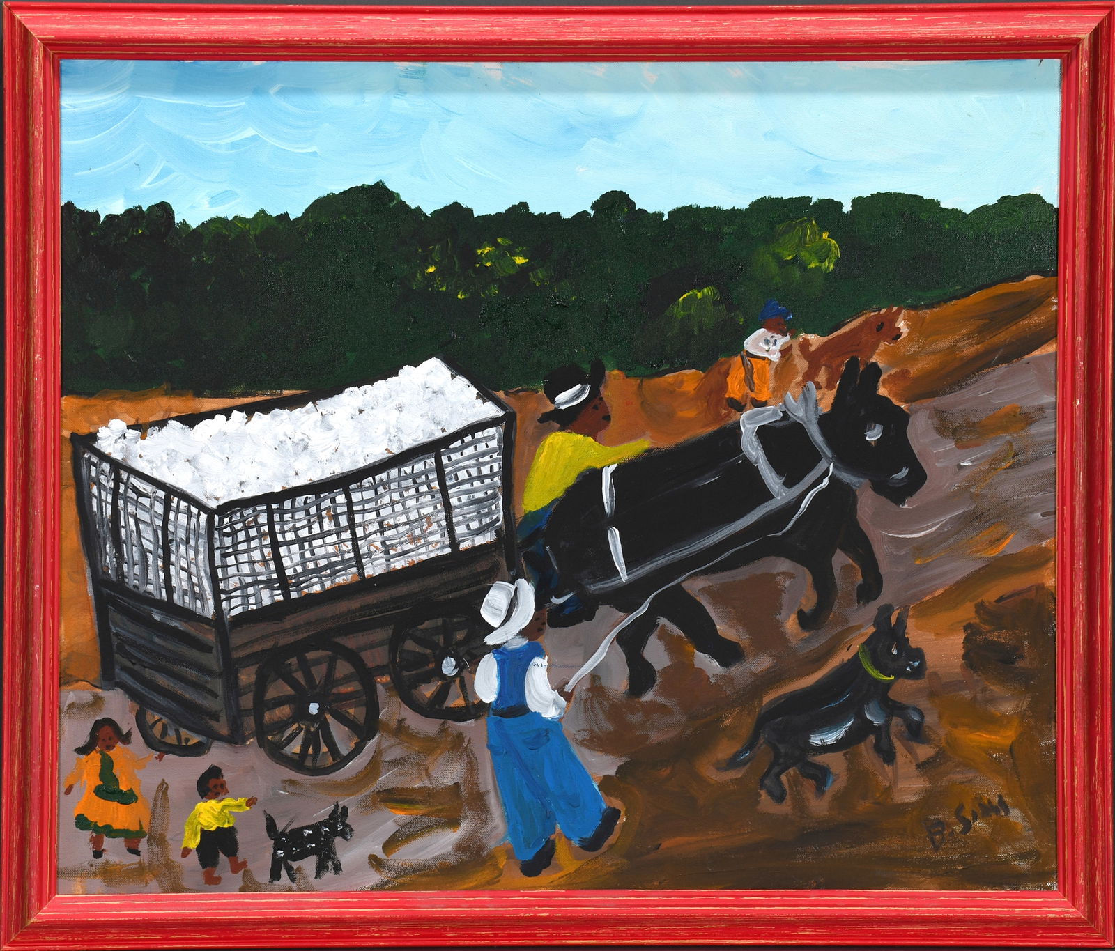 Bernice Sims. Mule Drawn Cotton Wagon. (1 of 2)