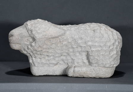 Tim Lewis. Lamb.: Tim Lewis. Lamb. 1995. Signed and dated. Carved limestone. Excellent condition. 19" w x 9" h. Provenance: Warren and Sylvia Lowe Collection. Est. $1,000-2,000. Buyer is responsible for shipping.