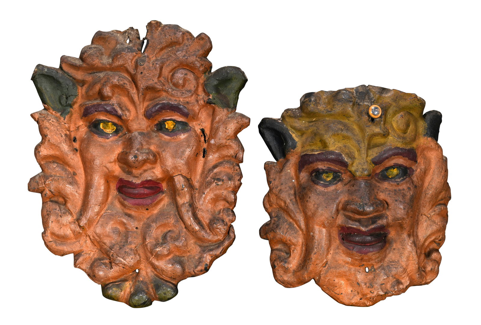 Uncle Joe. Pair of Architectural Masks. (1 of 3)