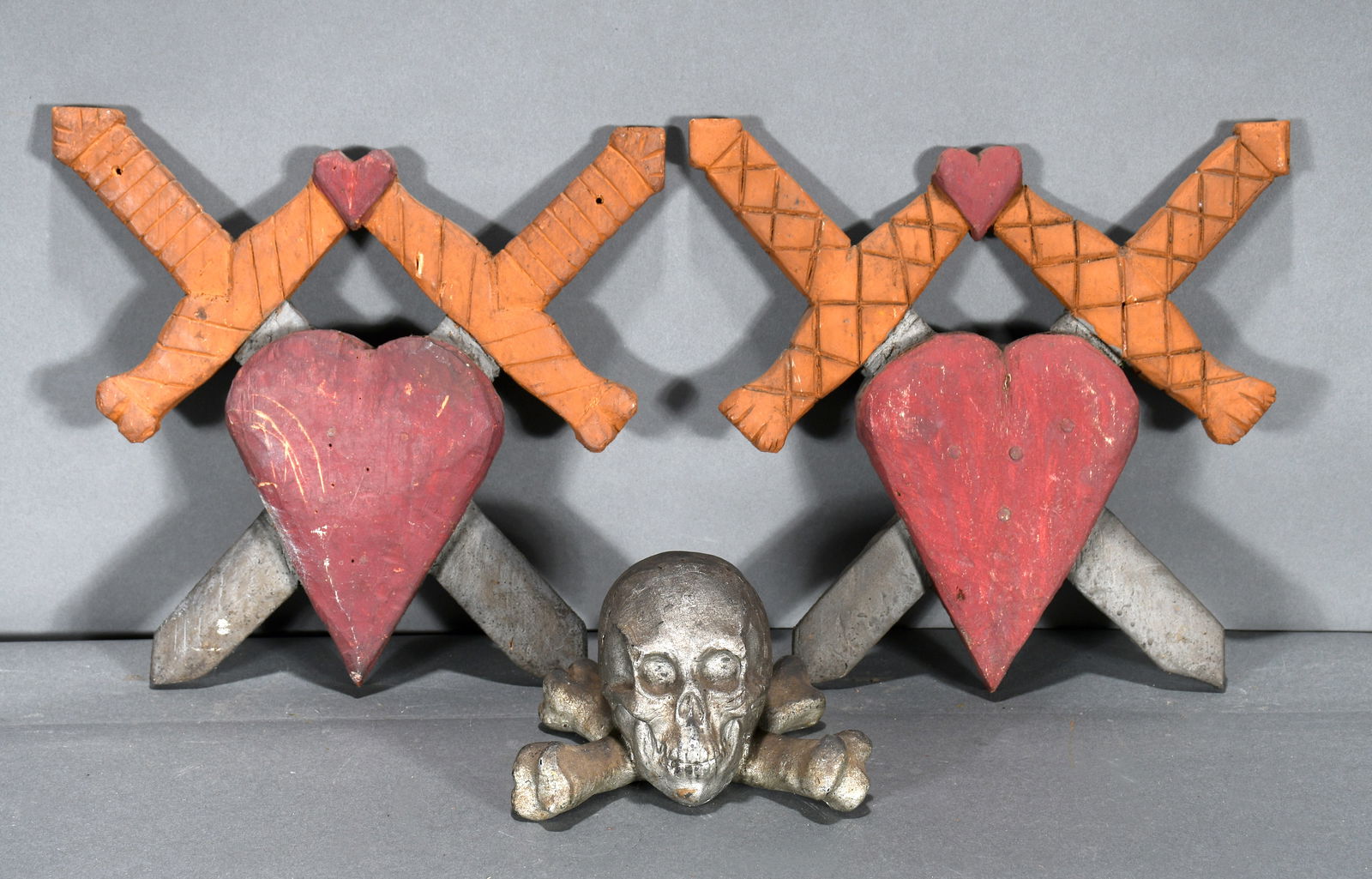 Uncle Joe. Pair of Daggers With Hearts, Skull and Crossbone Decoration. (1 of 2)