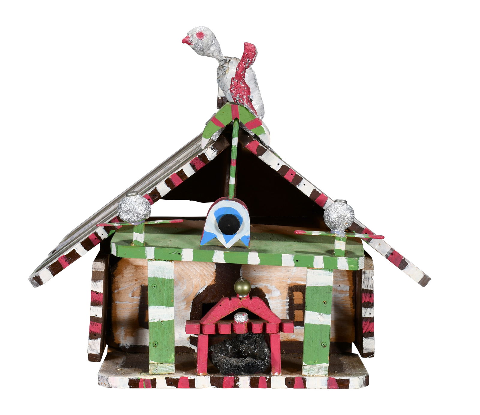 Willie Massey. Large Stripped Roof Birdhouse. (1 of 5)