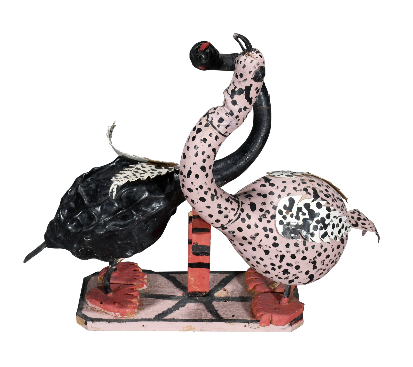 Willie Massey. Courting Swans.: Willie Massey. Courting Swans. Paint on gourds and found wood with mixed media. "One of a kind piece". Very good condition. 18" x 22" x 6.5". Est. $800-$1,200. Ship: $125
