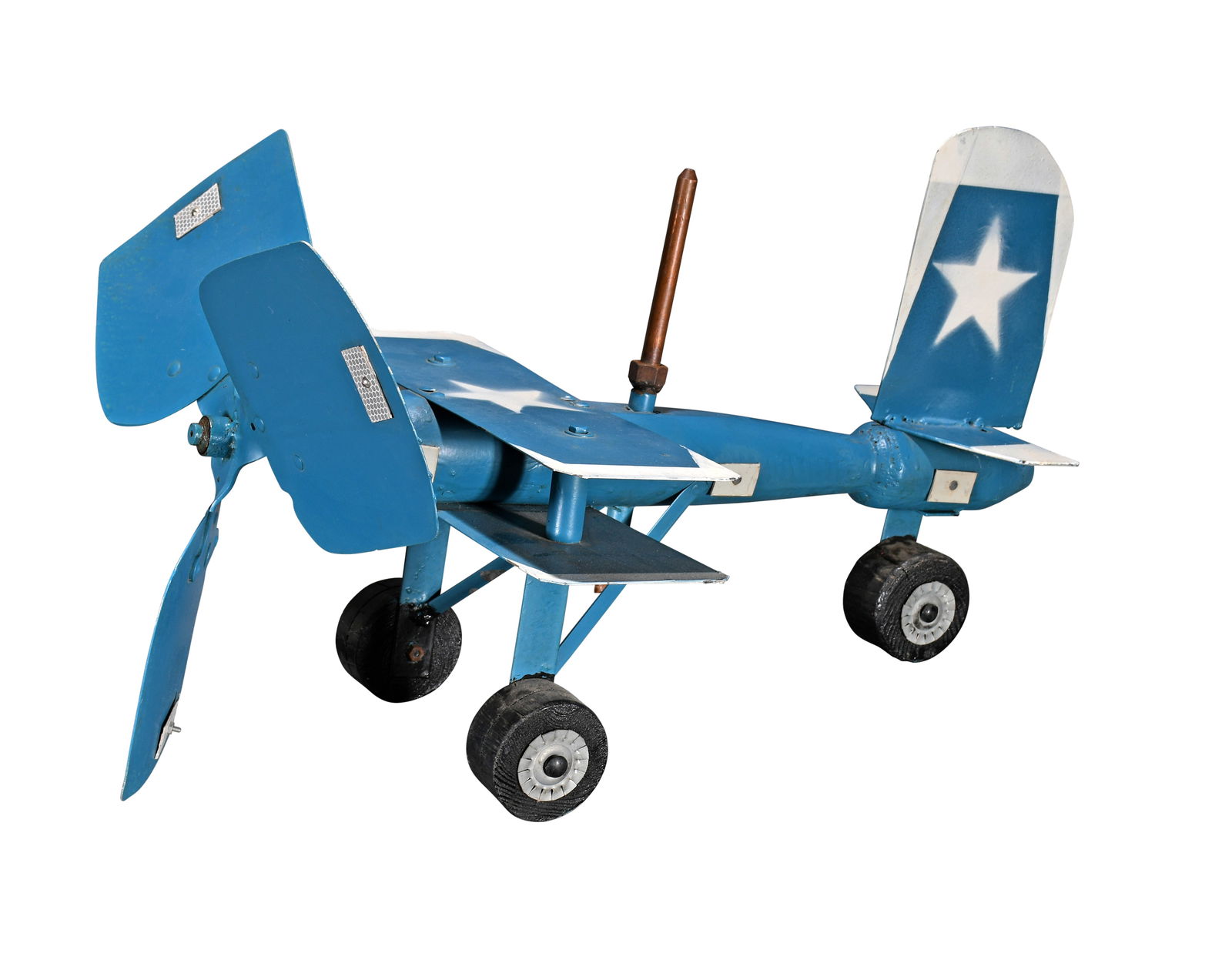 Vollis Simpson. Blue and White Bi-Plane Whirligig. (1 of 4)