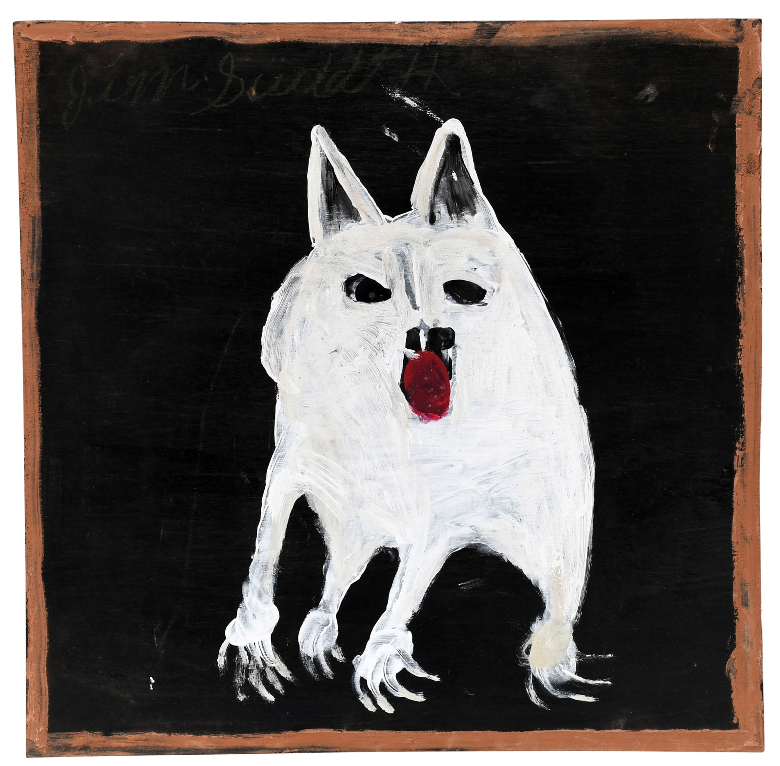 Jimmy Lee Sudduth. Toto.: Jimmy Lee Sudduth. Toto. Signed. Mud and paint on board. Minor surface wear, otherwise great condition. 24" w x 24" h. Est. $500-800. Ship: $65