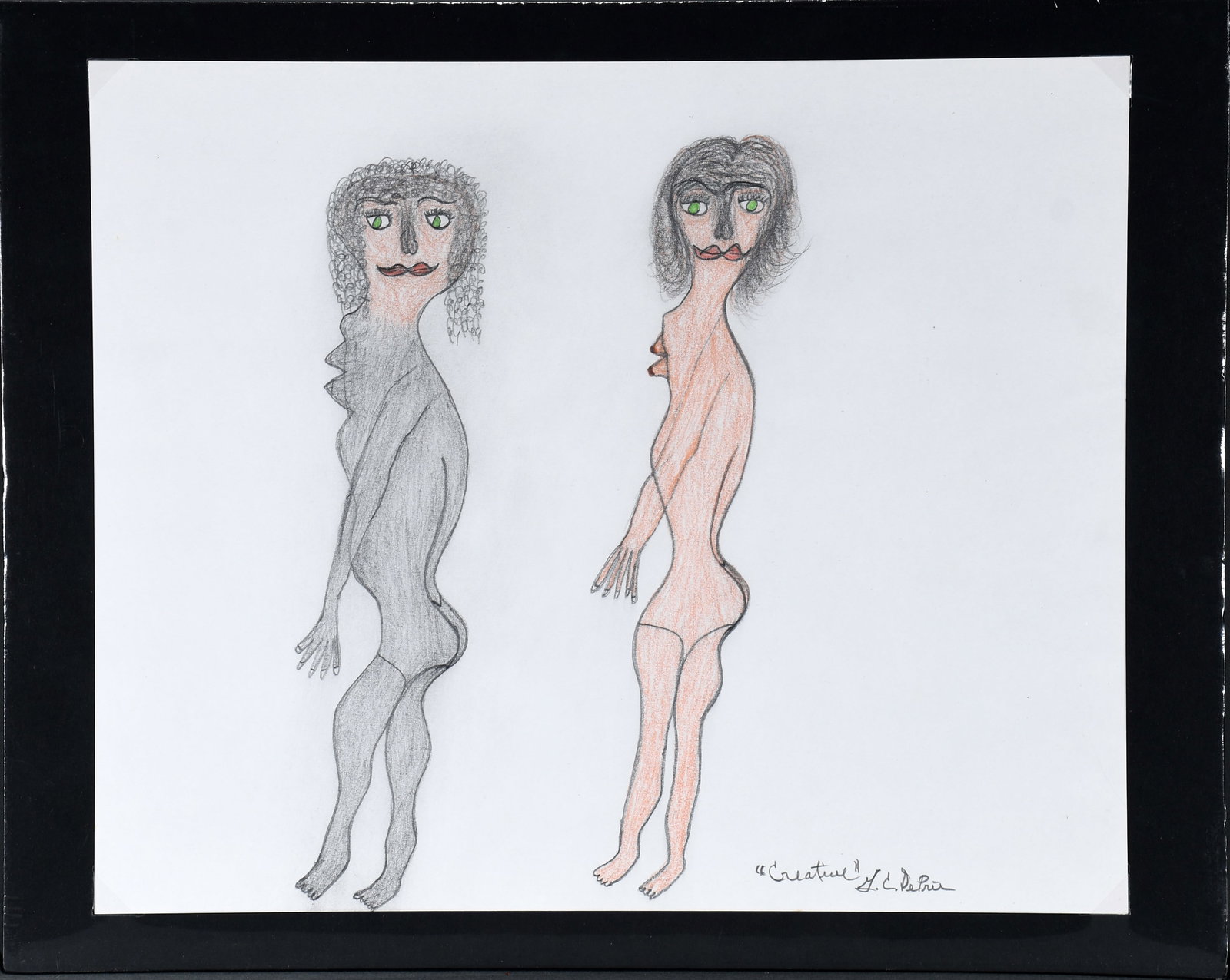 Creative G.C. DePrie. Pair of Nude Women.: Creative G.C. DePrie. Pair of Nude Women. Signed. Graphite and colored pencil on paper. Excellent condition. Image is 17" w x 14" h. Provenance: Larry & Jane Schlachter Collection. Est. $800-1,200. Sh