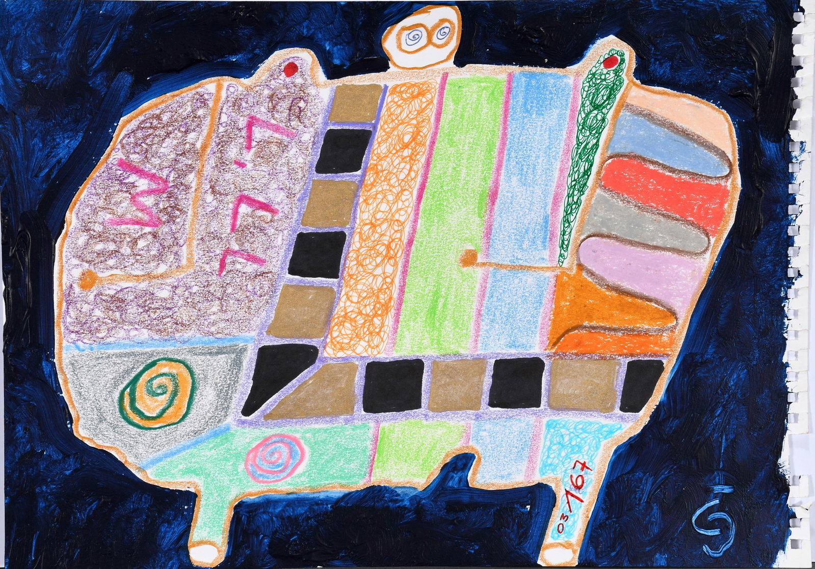 Ignacio Carles-Toira. Turtle.: Ignacio Carles-Toira. Turtle. 2003. Initialed and dated. Paint and crayon on paper. Excellent condition. 13" w x 9" h. Est. $100-200. Ship: $45