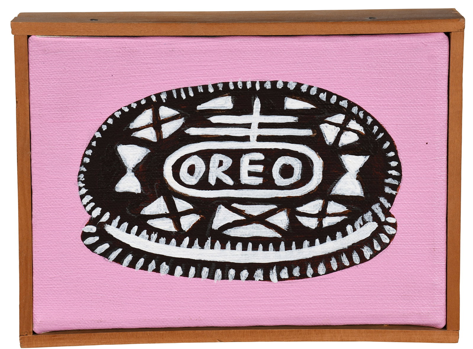 Greg Dickenson. Oreo.: Greg Dickenson. Oreo. 2003. Signed, dated and titled. Oil on canvas. Excellent condition. 7.5" w x 5.5" h. Provenance: Outsider Art Fair, NY. Est. $100-200. Ship: $45