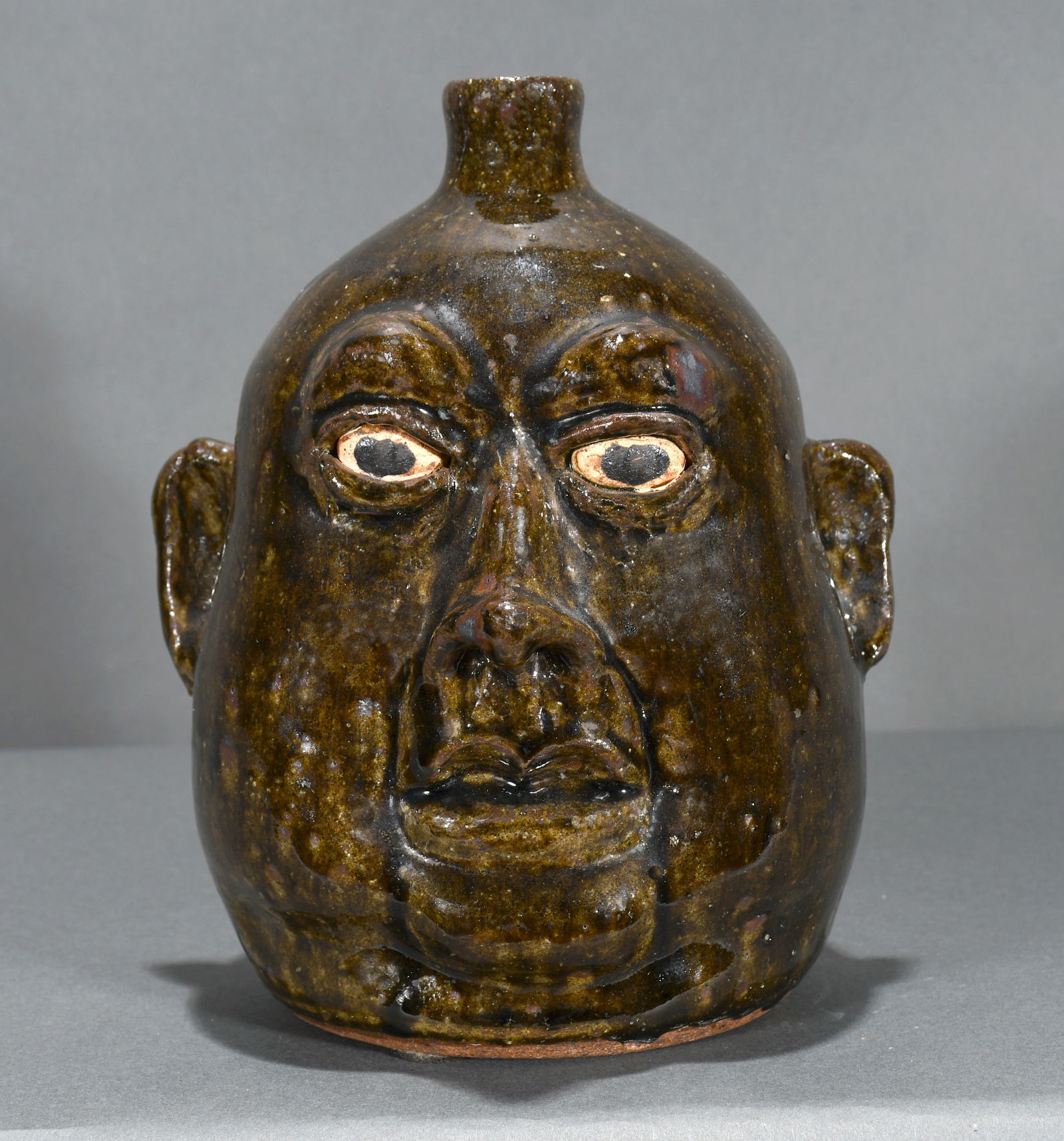 Lanier Meaders.  Toothless Bob Hope Nose Face Jug. (1 of 6)