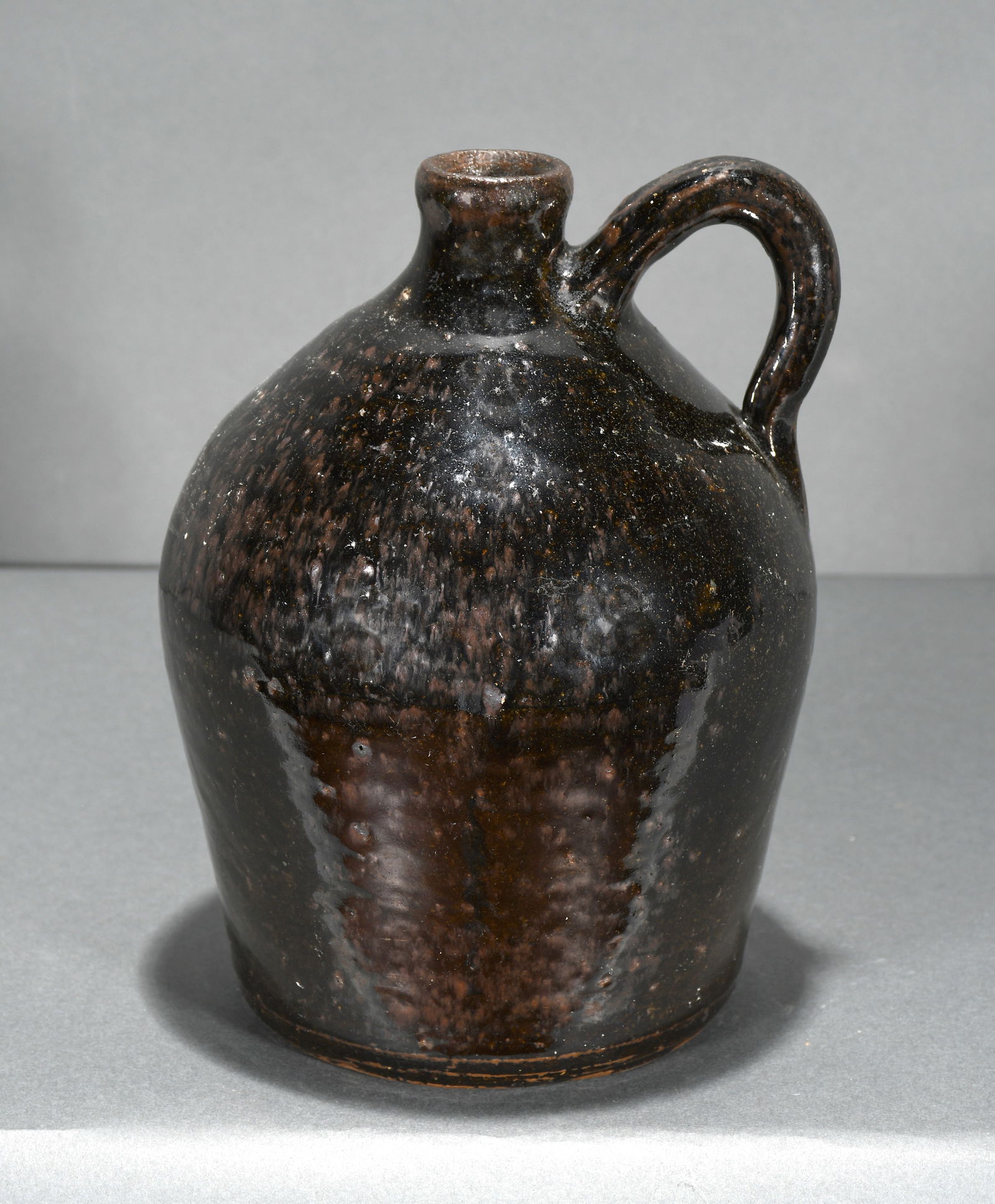 Lanier Meaders.  Early Albany Slip Over Ash Glaze Whiskey Jug. (1 of 5)
