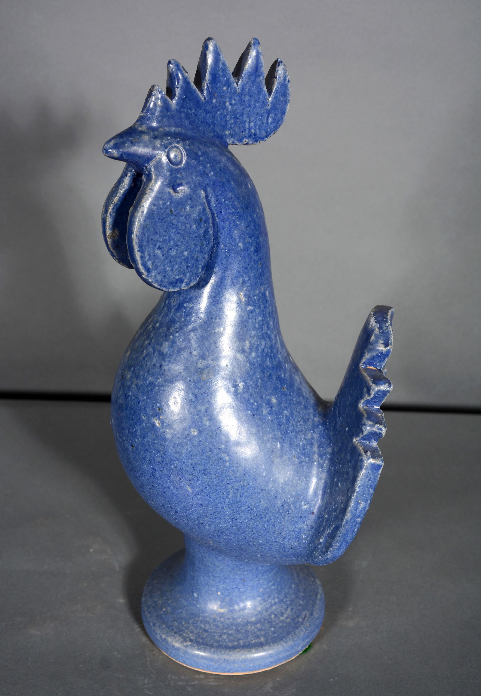 Edwin Meaders Matte Blue Rooster. (1 of 3)