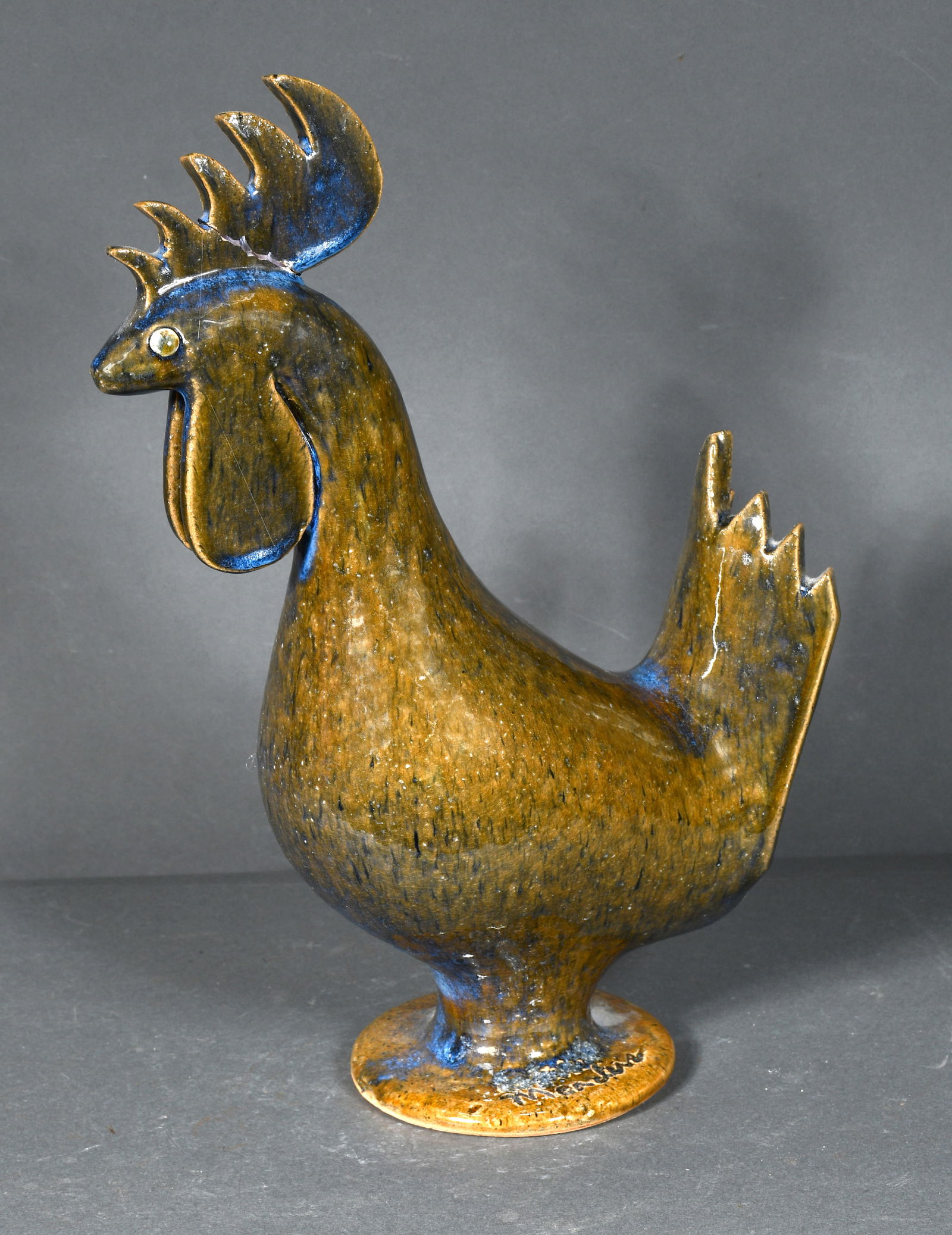 David Meaders.  Rooster With Cobalt Highlights. (1 of 5)