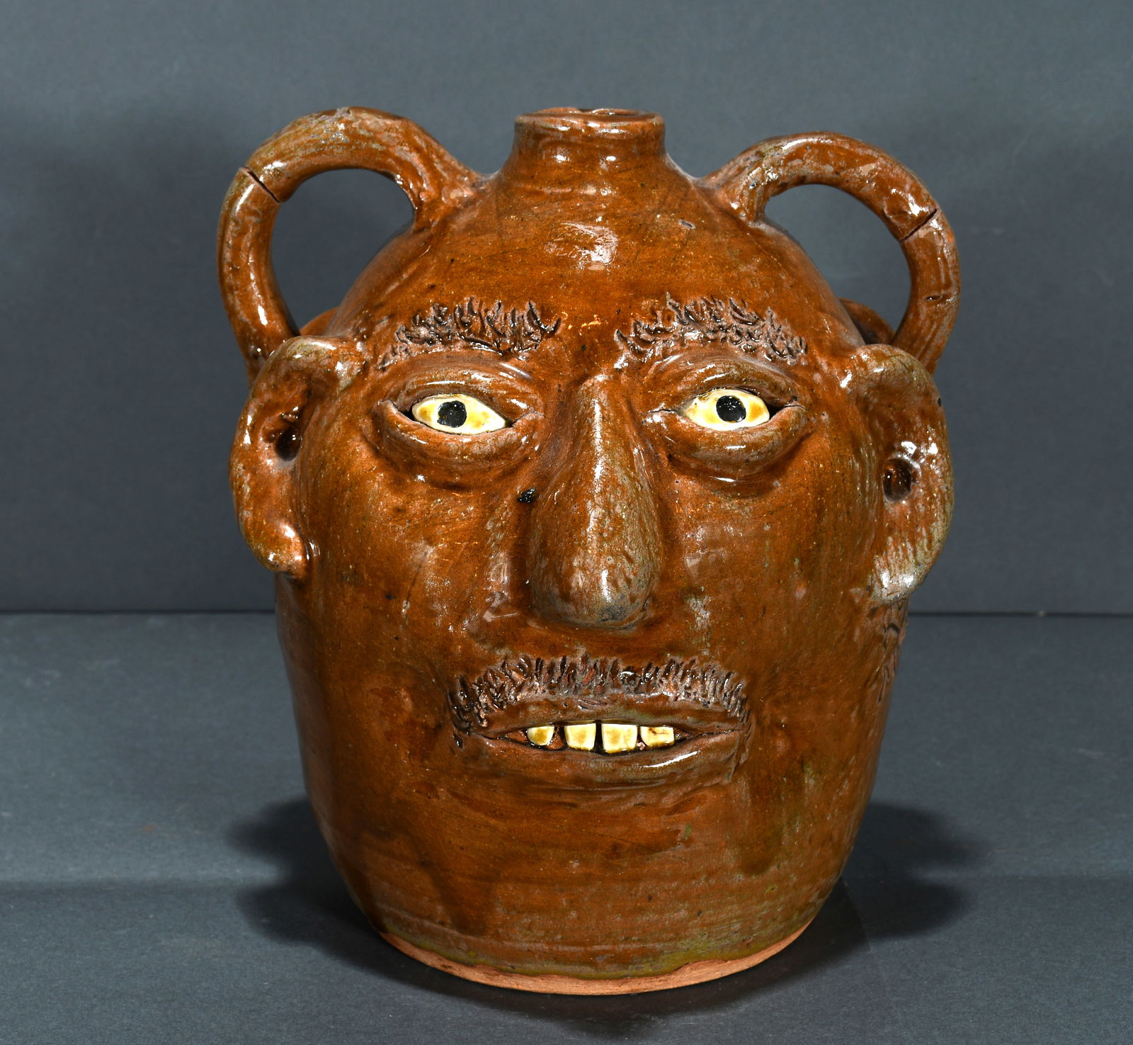 Reggie and Flossie Meaders.  Collaboration Double-Sided Face Jug. (1 of 4)