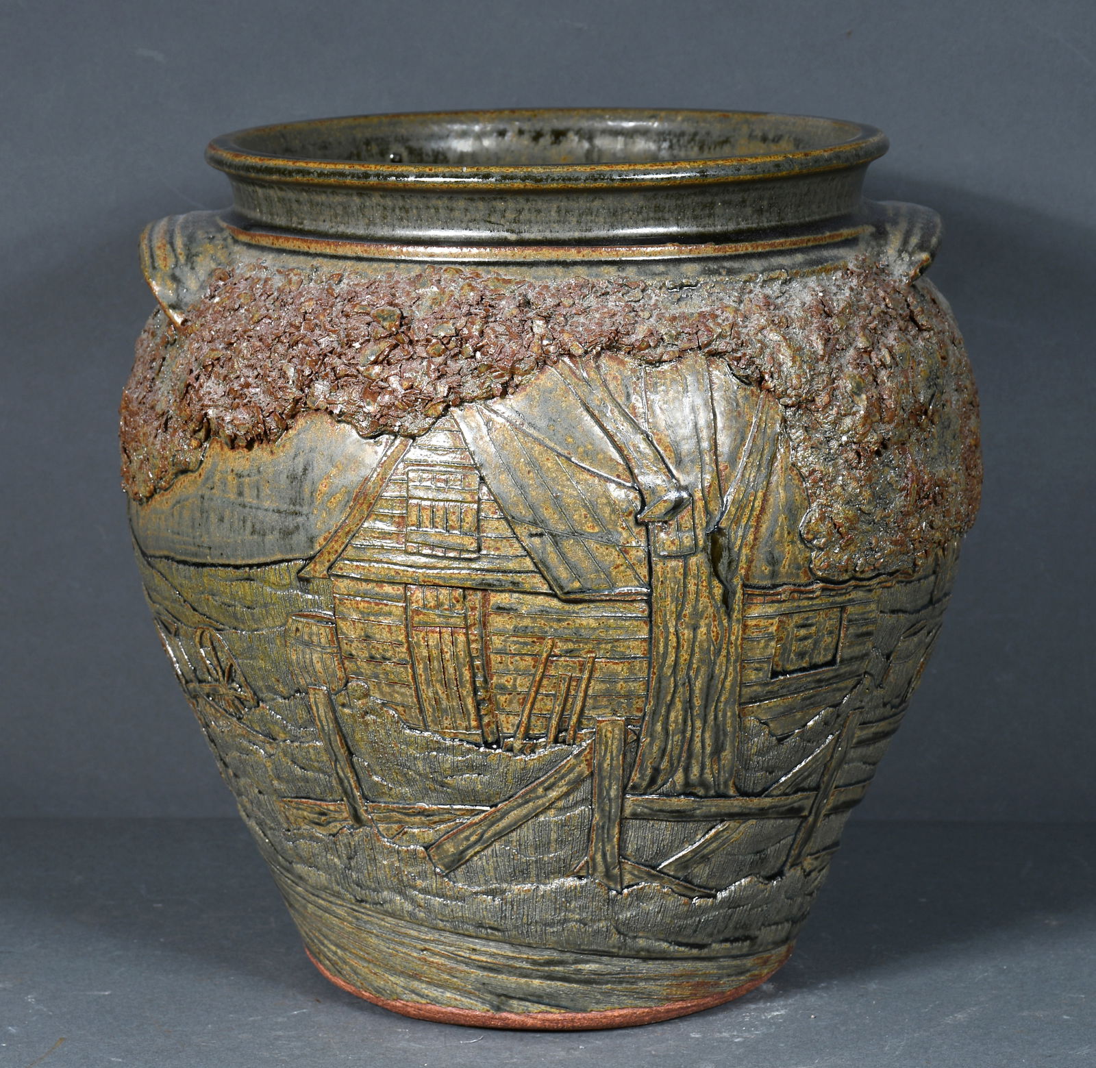 Michael and Melvin Crocker.  5 Gallon Crock Decorated 360 Degrees. (1 of 5)