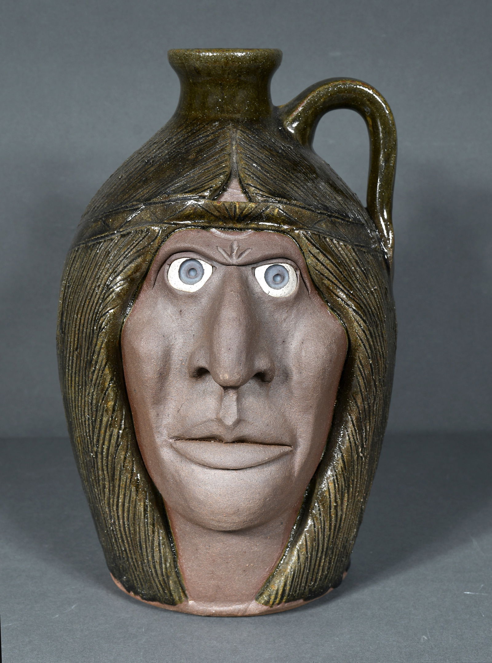 Melvin and Michael Crocker.  Indian Face Jug. (1 of 3)