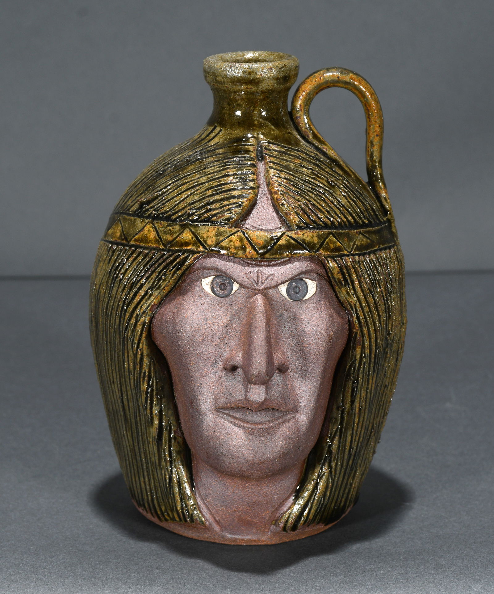 Michael and Melvin Crocker.  Pint Sized Indian Face Jug. (1 of 2)