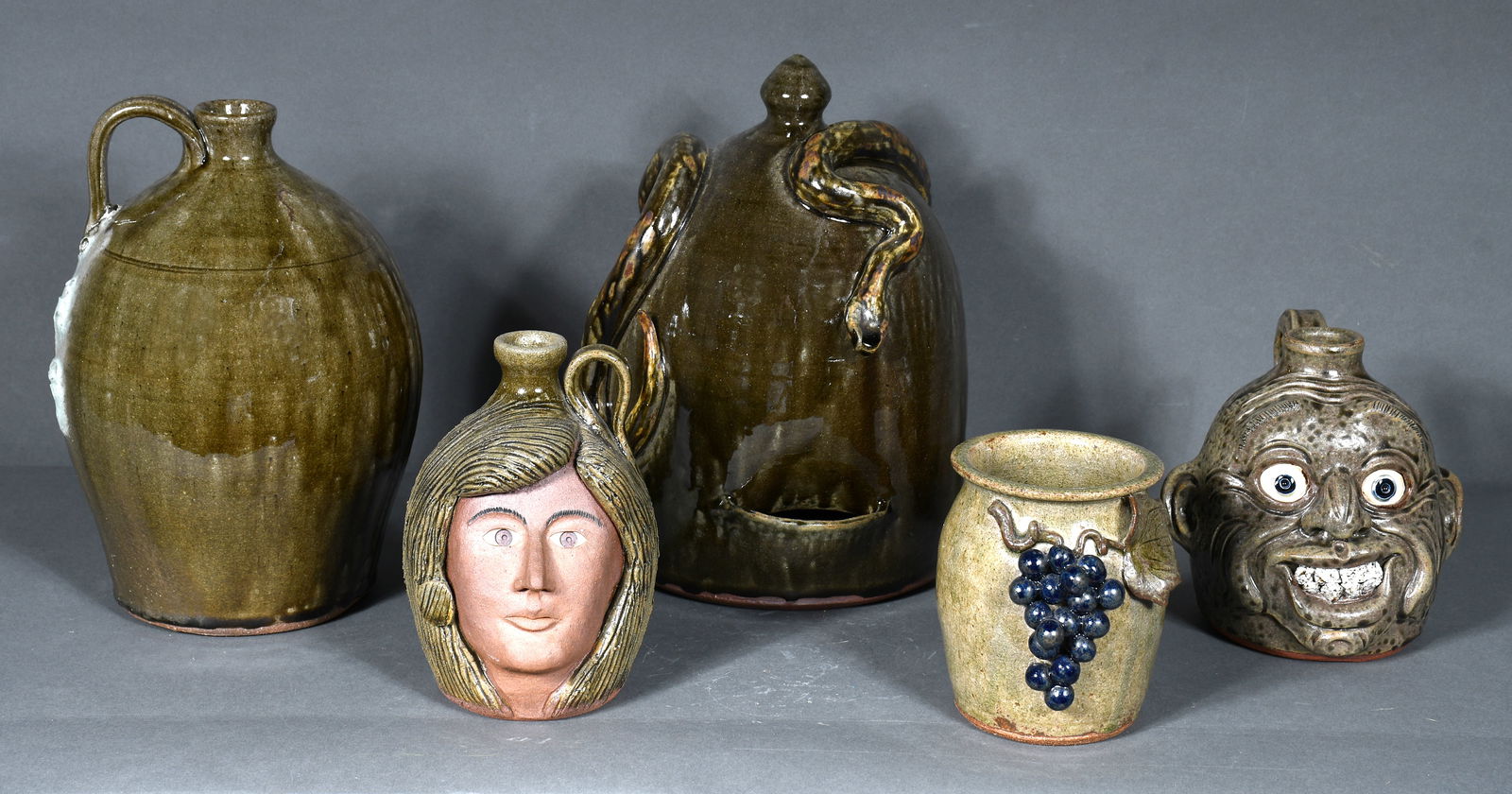 Michael and Melvin Crocker.  Five Crocker Pottery Pieces. (1 of 2)