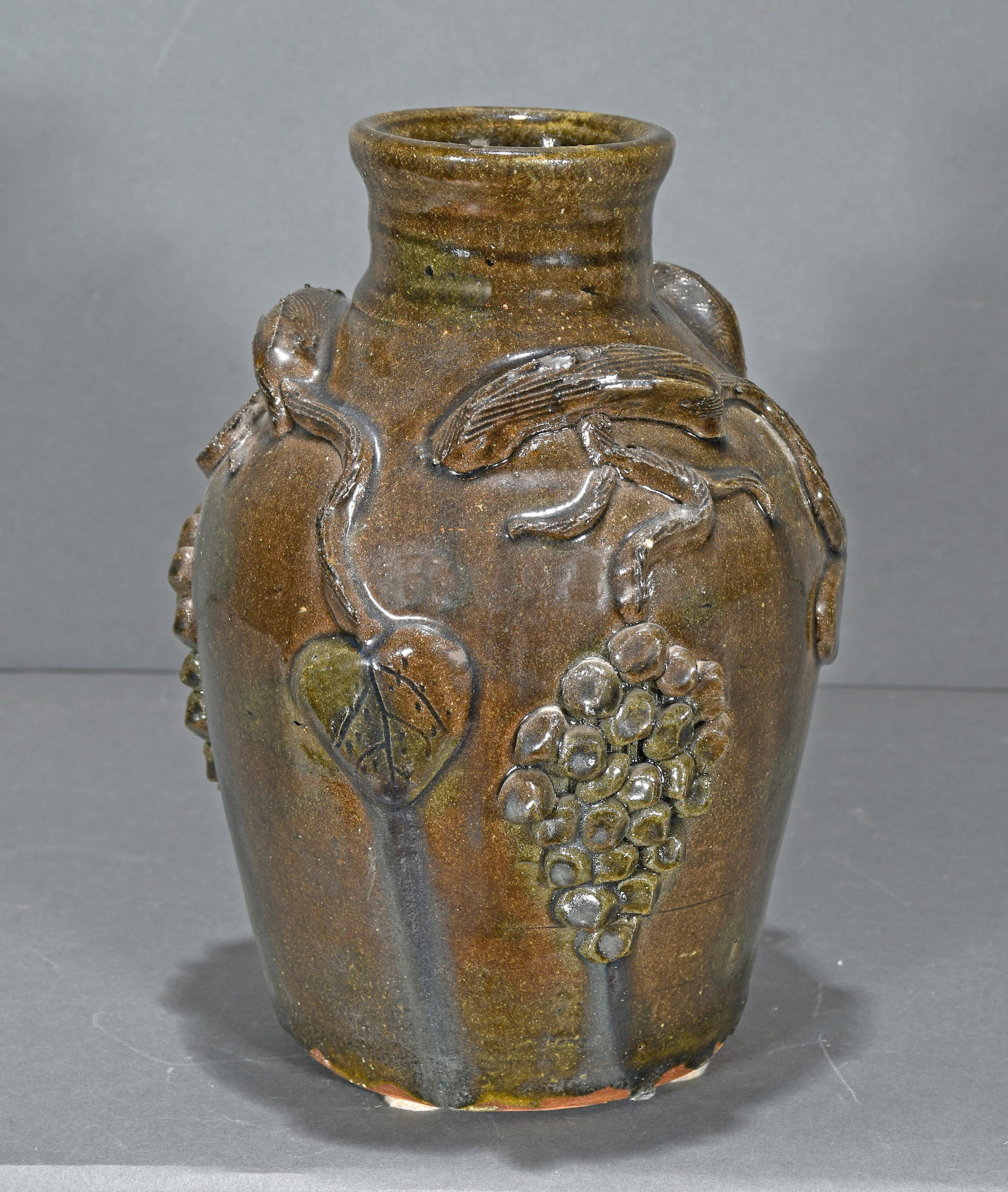 Grace Nell Hewell.  Grape Decorated Vessel. (1 of 3)