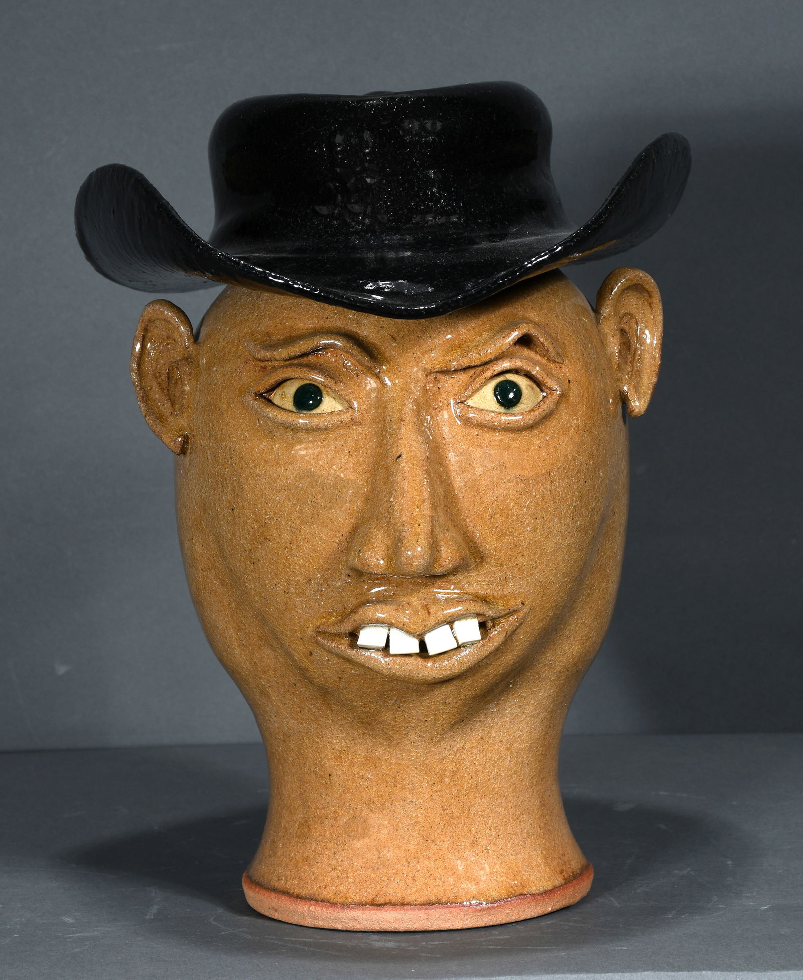 Don Craig.   Face Jug with Cowboy Hat. (1 of 4)
