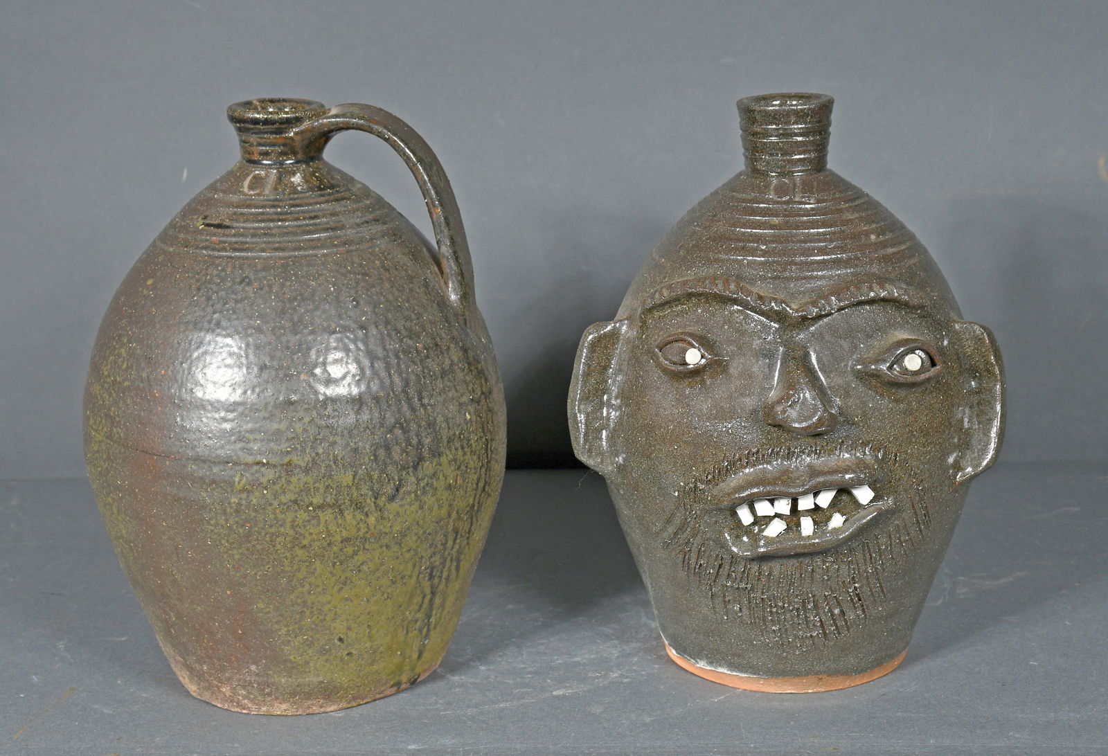 Charles Lisk.  Face Jug and Jug. (1 of 3)