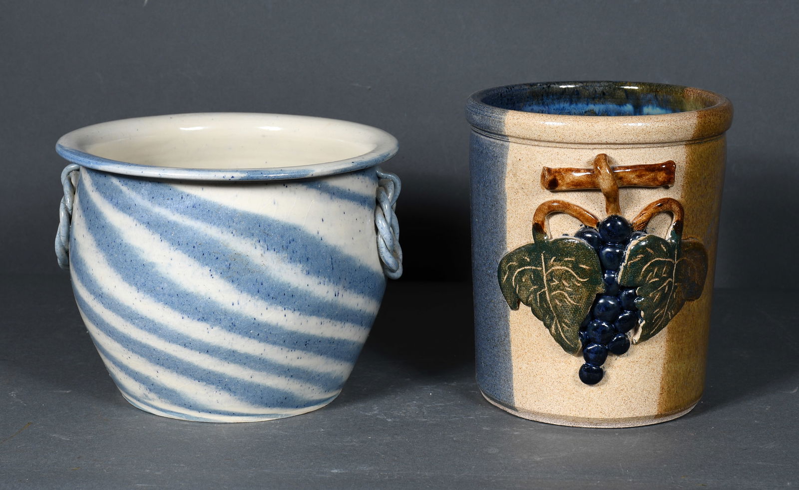Charles Lisk and Steve Turpin.  Swirl Pot and Grape Decorated Jar. (1 of 2)
