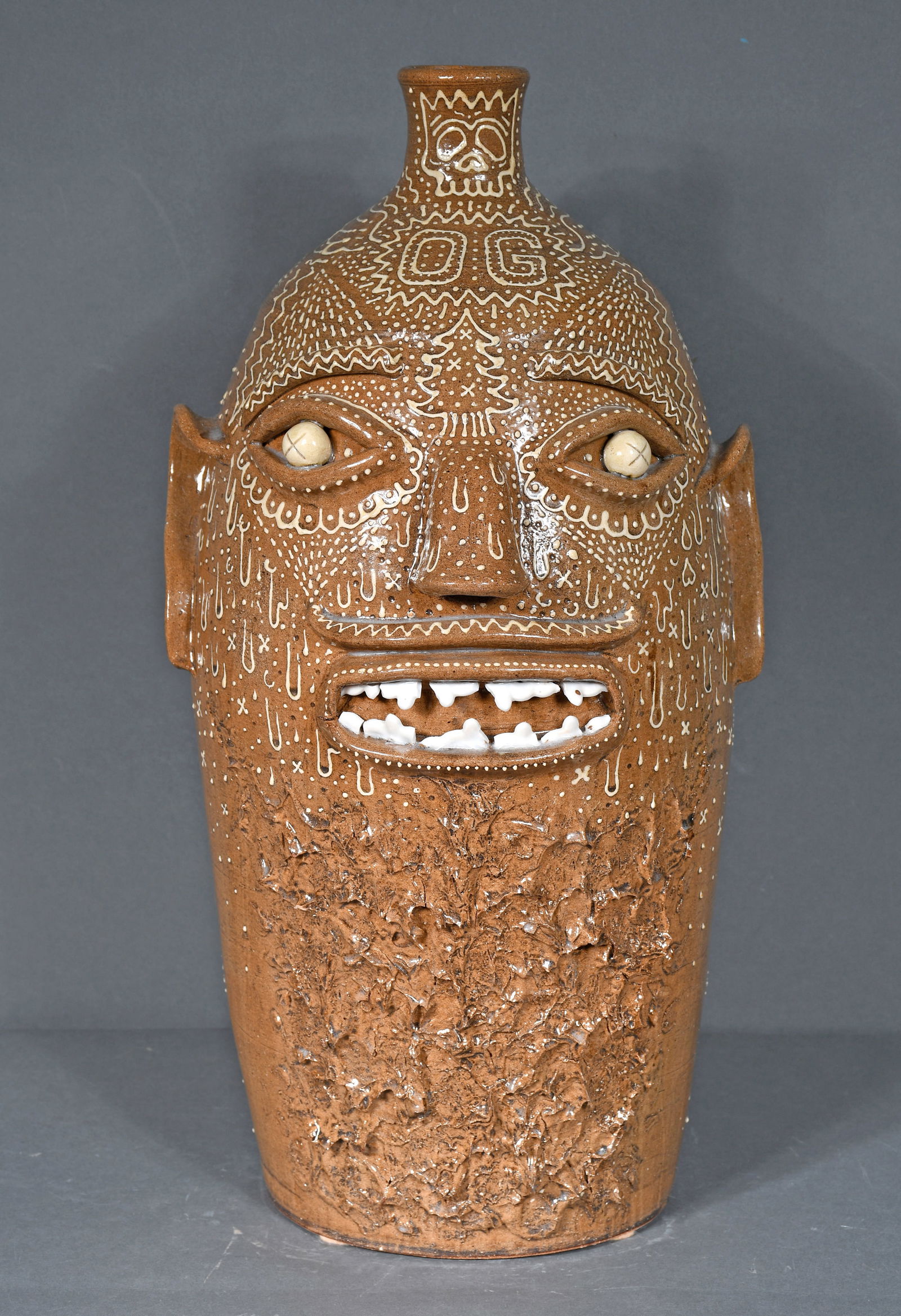Michael Gates.  5 Gallon Decorated Face Jug. (1 of 5)
