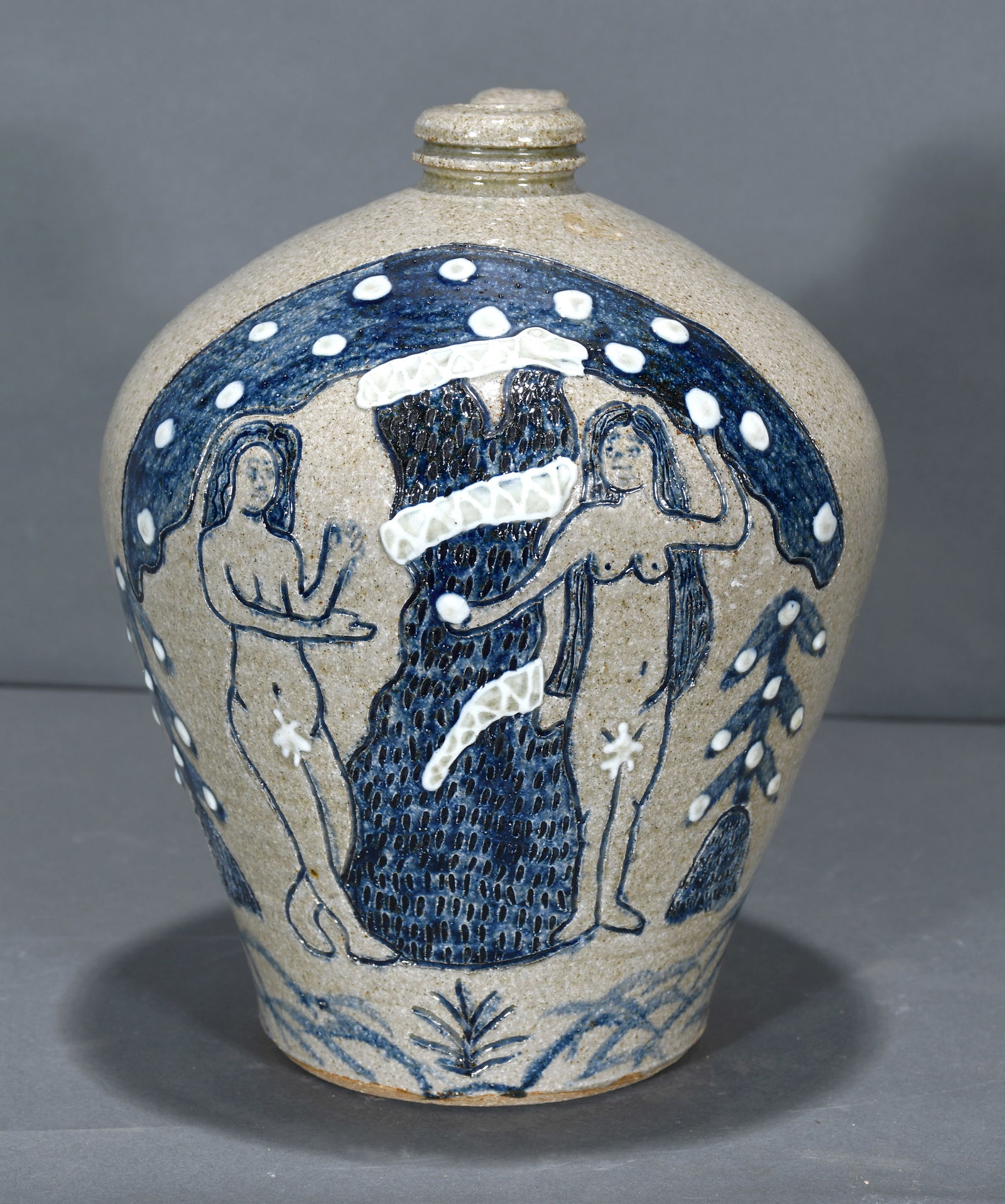 Michel Bayne.  Adam and Eve Decorated Jug. (1 of 3)