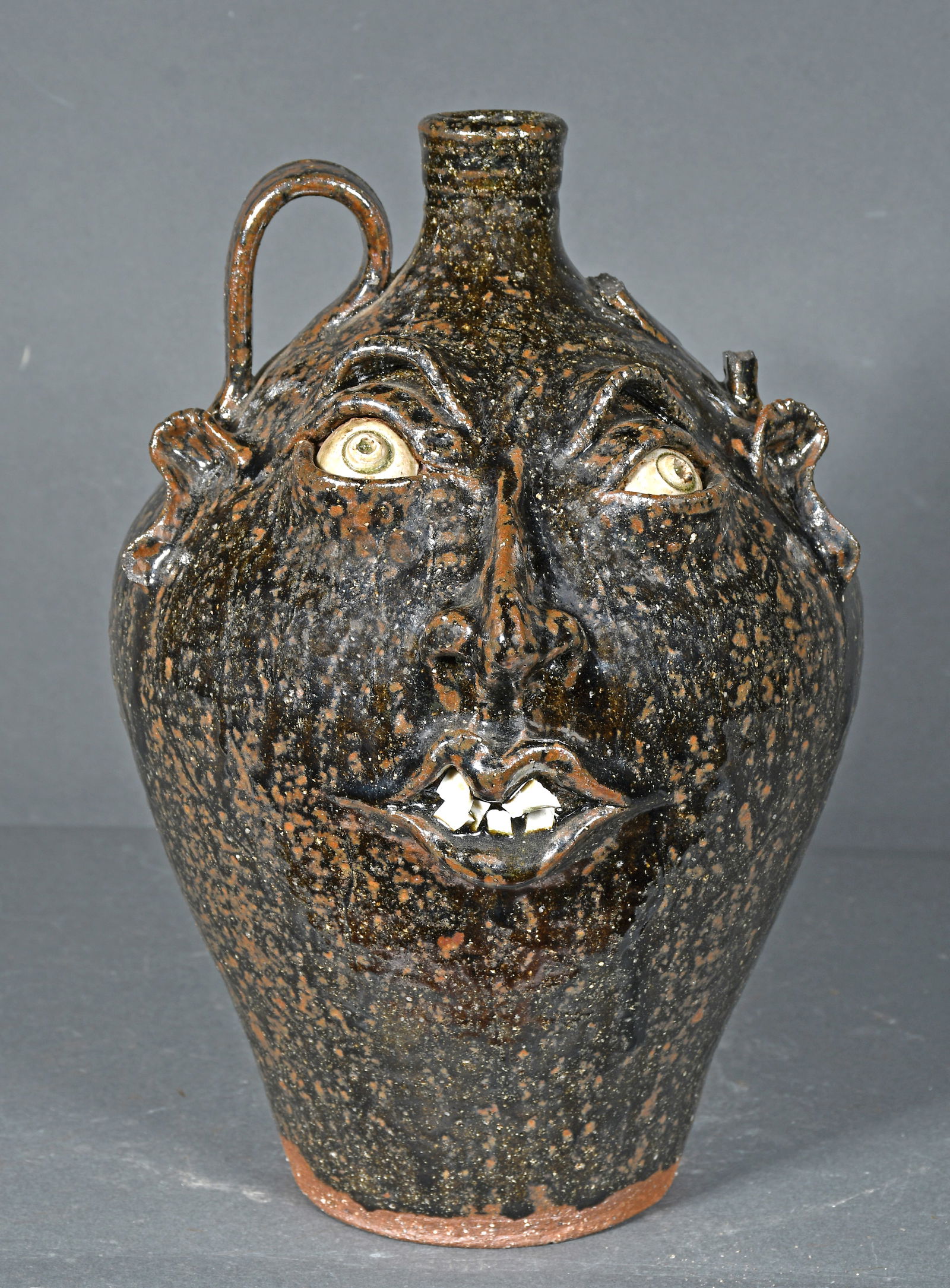 Kim Ellington.  2 Gallon Face Jug. (1 of 3)