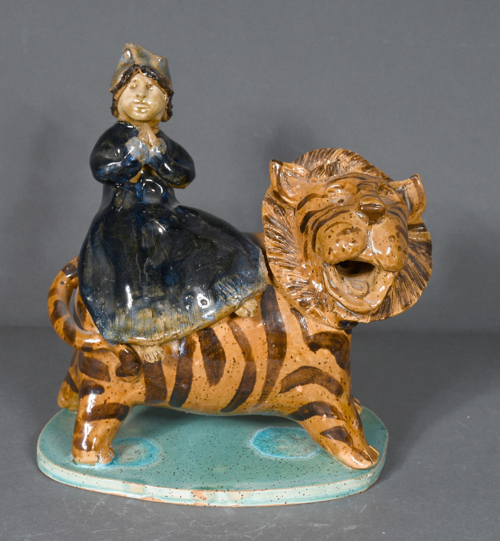 Crystal King. #1 Lady and Tiger.: Crystal King. #1 Lady and Tiger. 2009. Signed, dated and titled. Mint condition. 9.5" h. Est. $200-400. Ship: $55