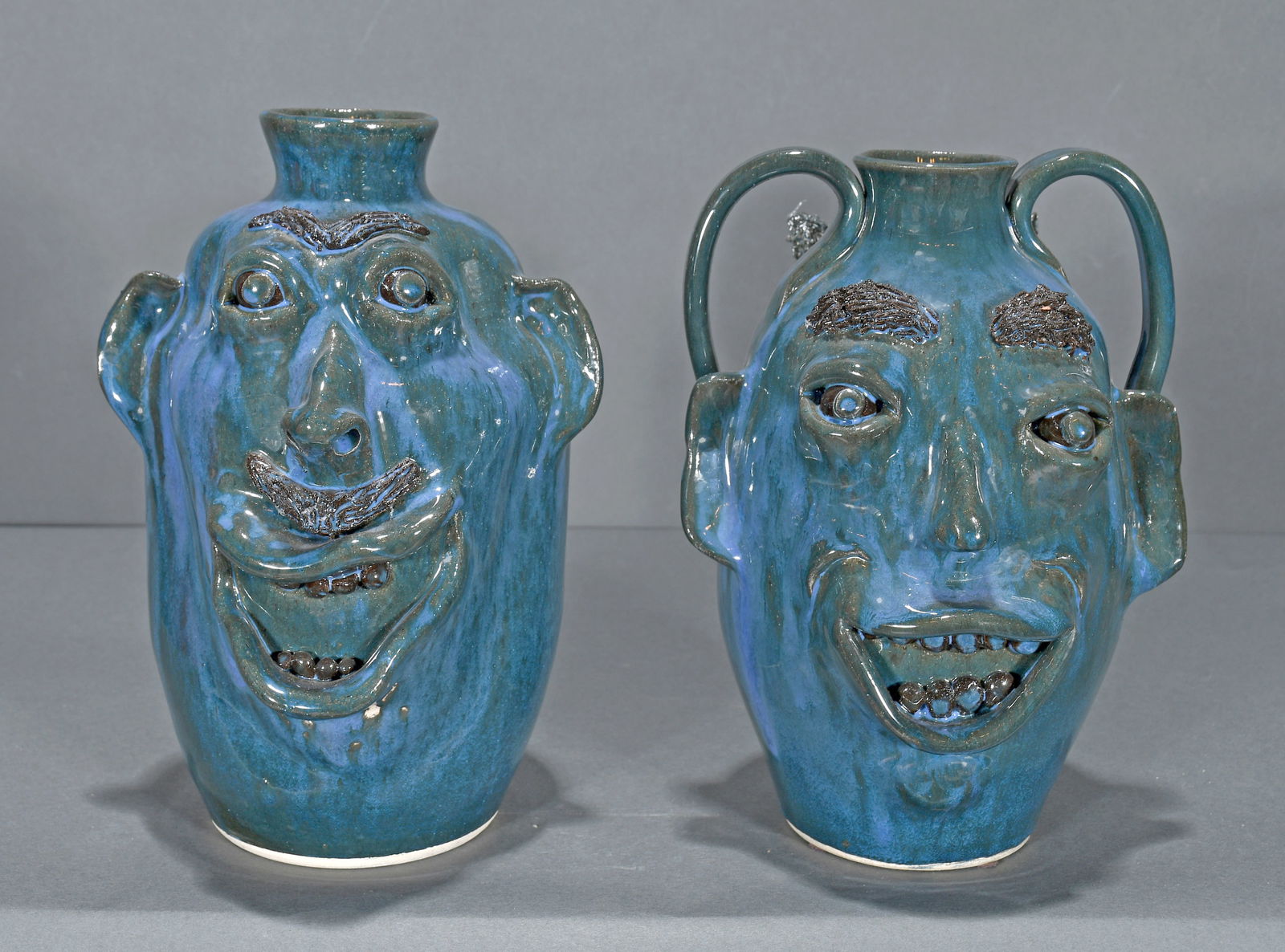 Jamie Kale.  Pair of Face Jugs. (1 of 3)
