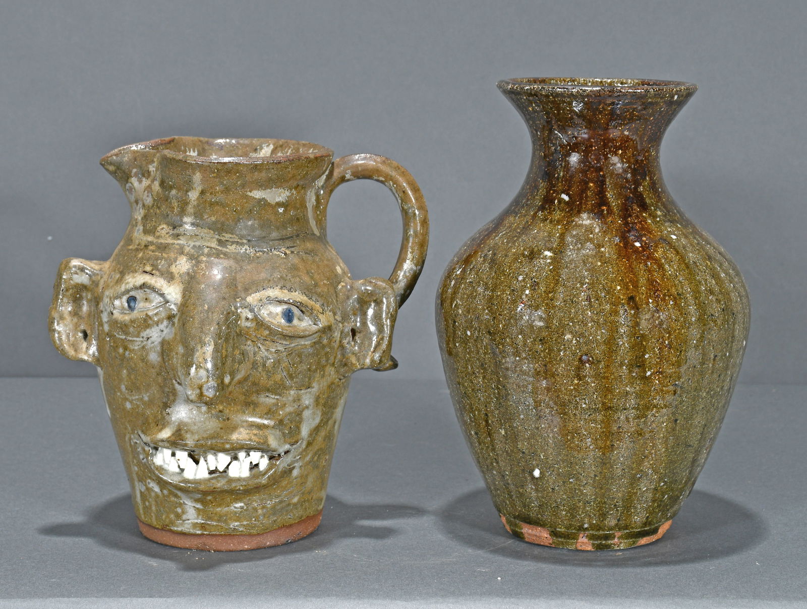 Joe Reinhart and Michael Ball.  Toothy Face Pitcher and Vase. (1 of 3)