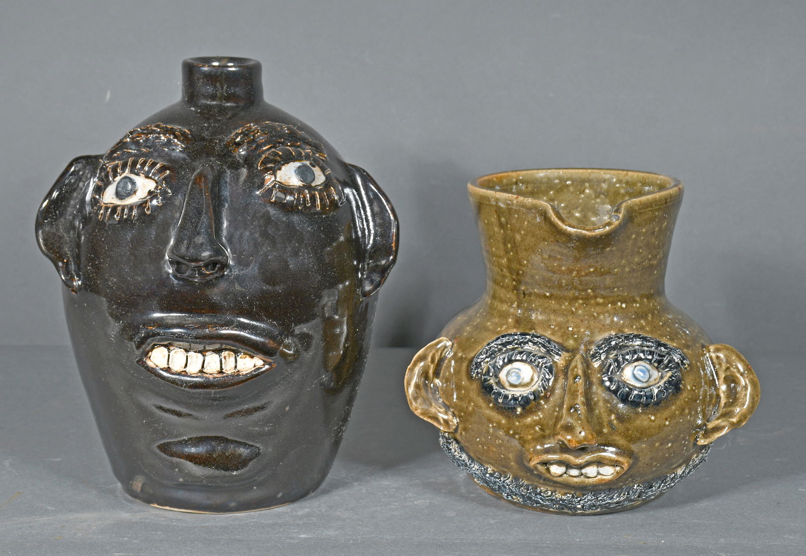 Jerry Brown.  Face Jug and Face Pitcher. (1 of 2)