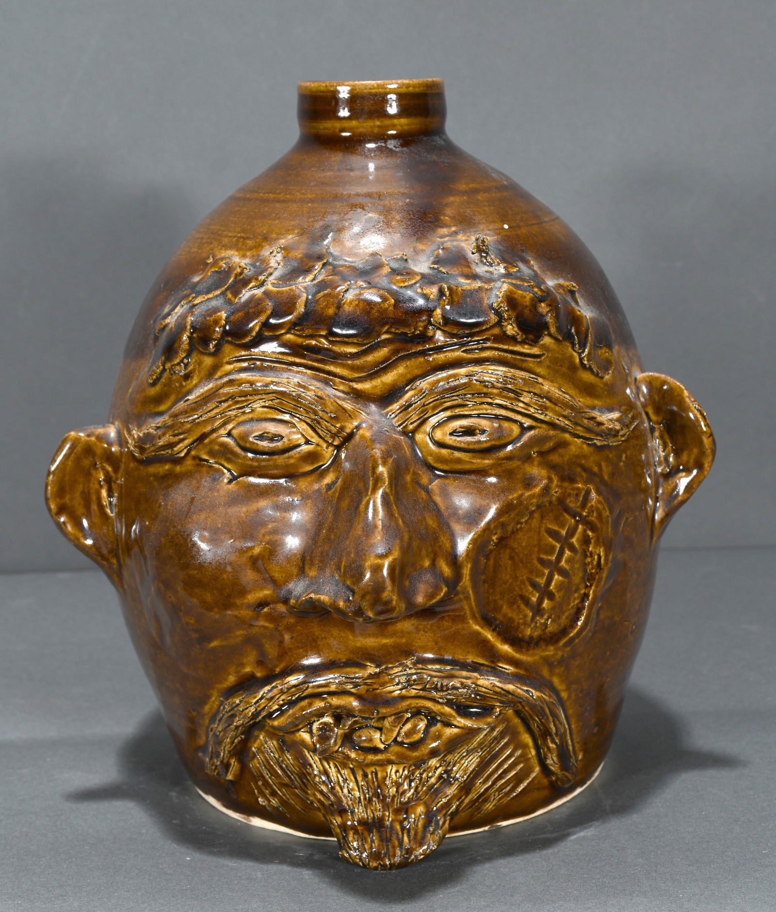John Garrou.  Large Face Jug. (1 of 3)